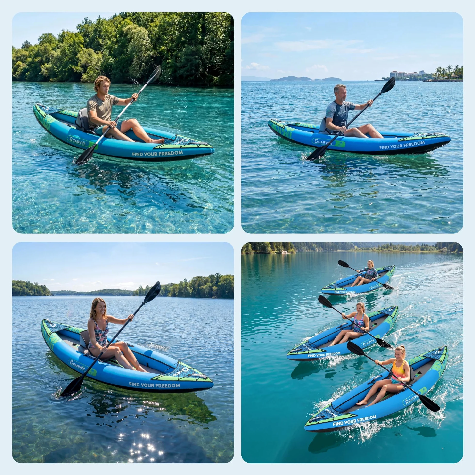Kayak hinchable para 2 personas, casco de punto de caída, capacidad de carga de 450 Lbs, incluye remo, bomba, asientos y bolsa de transporte, resistente kayak de senderismo para mar, río y costa