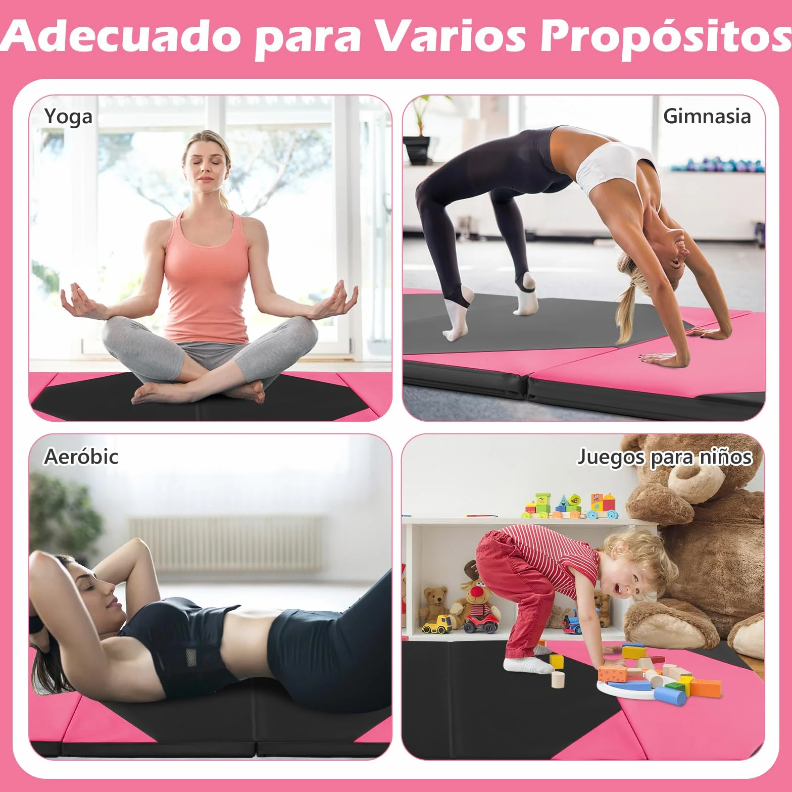 COSTWAY Colchoneta de Gimnasia Plegable 300x117x5 cm Esterilla Impermeable PU 4 Paneles