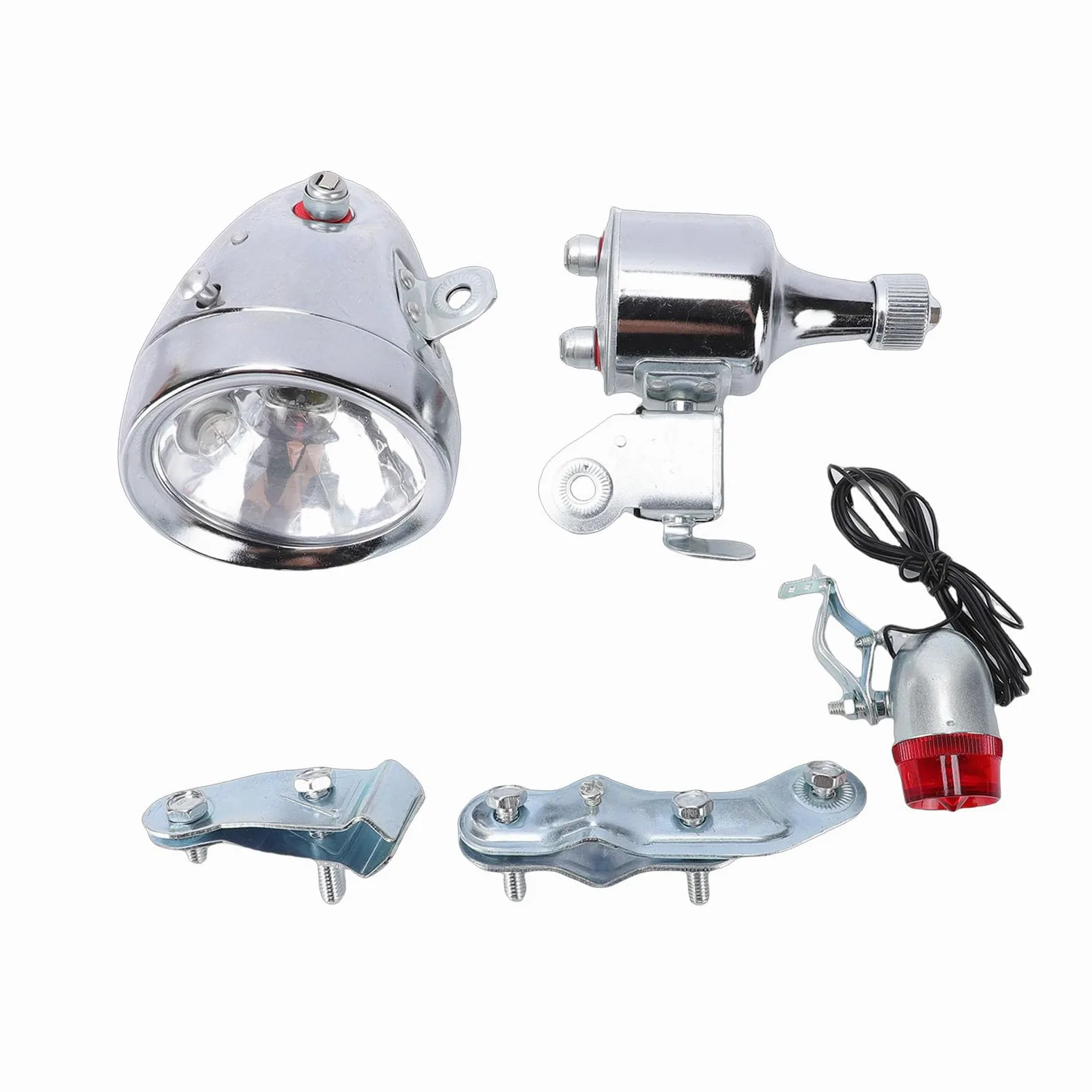 VBESTLIFE Kit de Luces Generadoras para Bicicleta, 12V, 6W, con Carcasa Metálica Resistente Al Agua, Juego de Luces Delanteras y Traseras para Entusiastas de Las Bicicletas Clásicas