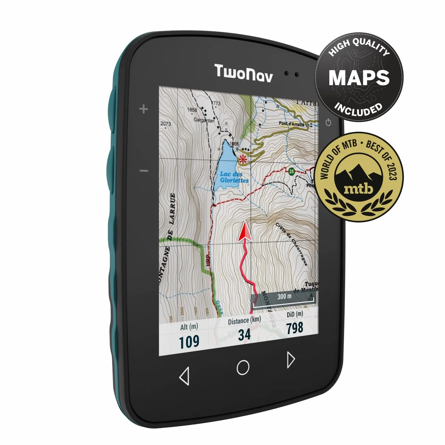 GPS Terra + Mapa España Topo - Multideporte Bicicleta Ciclismo BTT Senderismo Trekking/Compacto y Ligero / 3 Botones Frontales/Pantalla 3.7" / Autonomía 15 h/Memoria 32 GB/Mapa Topo Incluido