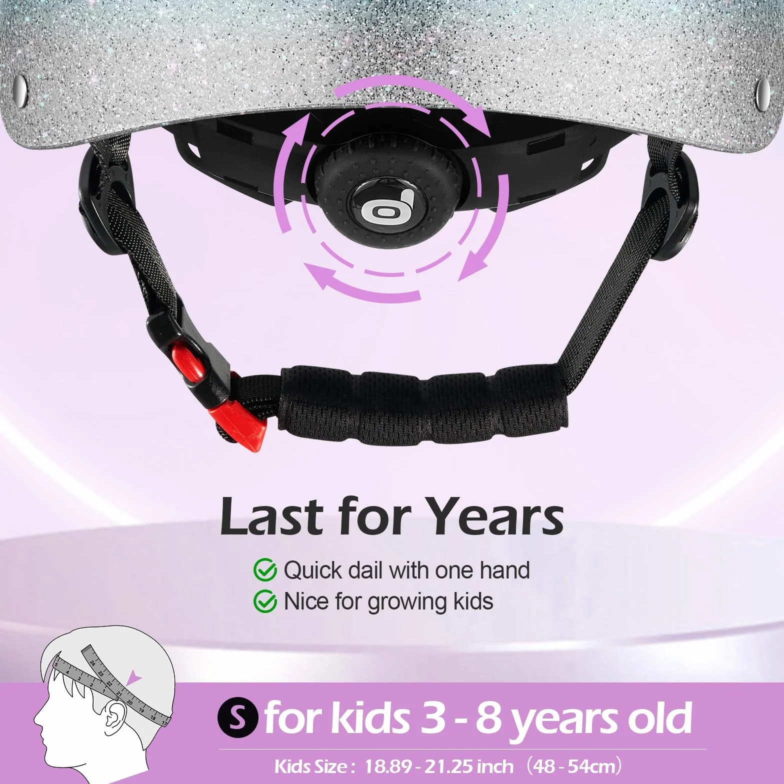 Odoland Casco de Bicicleta para Niños y Niñas de 2 a 8 Años Casco Ajustable y Ligero Recomendado de 48 a 55 cm para Ciclismo Monopatín Patinaje Múltiples Deportes