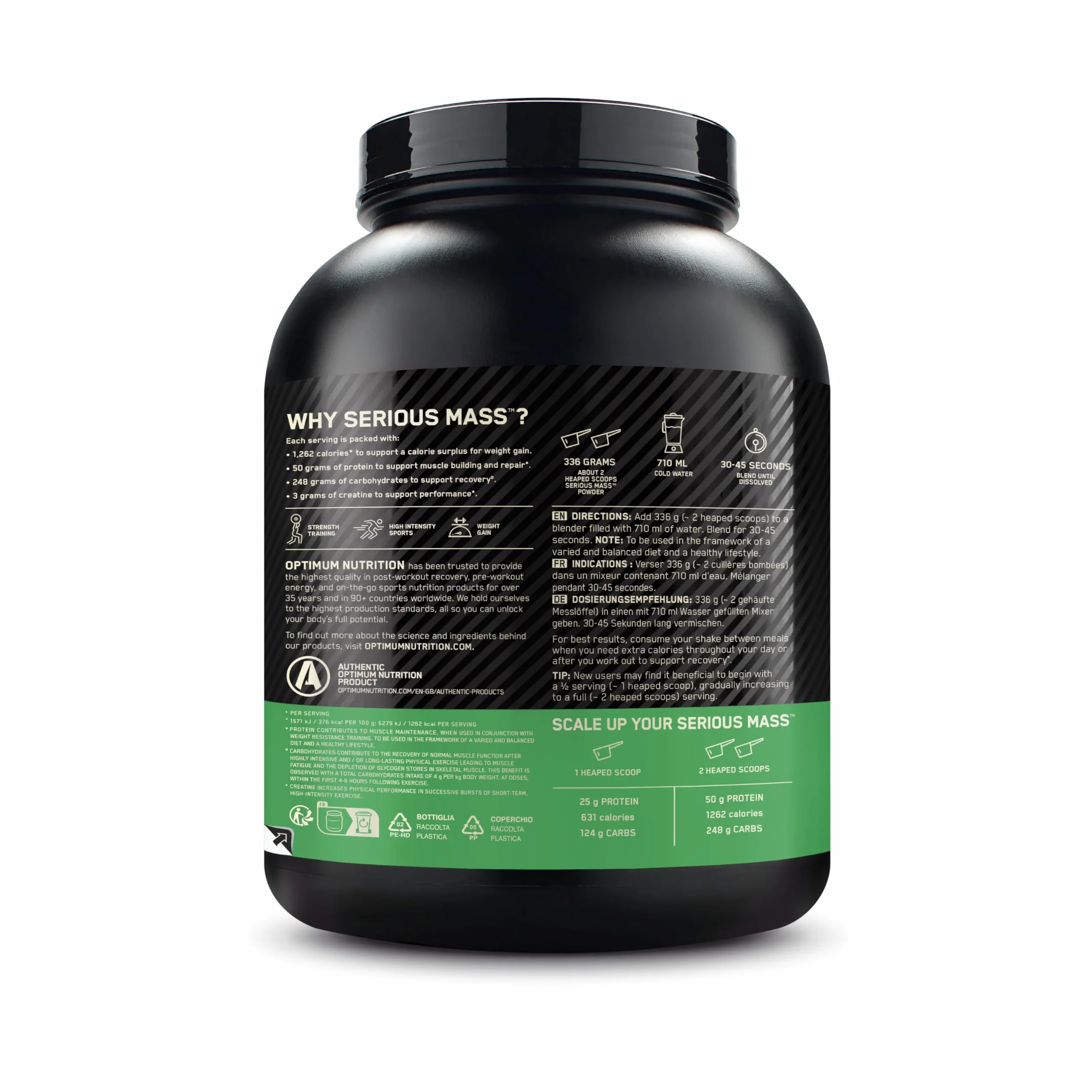 Optimum Nutrition Serious Mass Proteína para Ganar Peso, Chocolate, 2.73kg