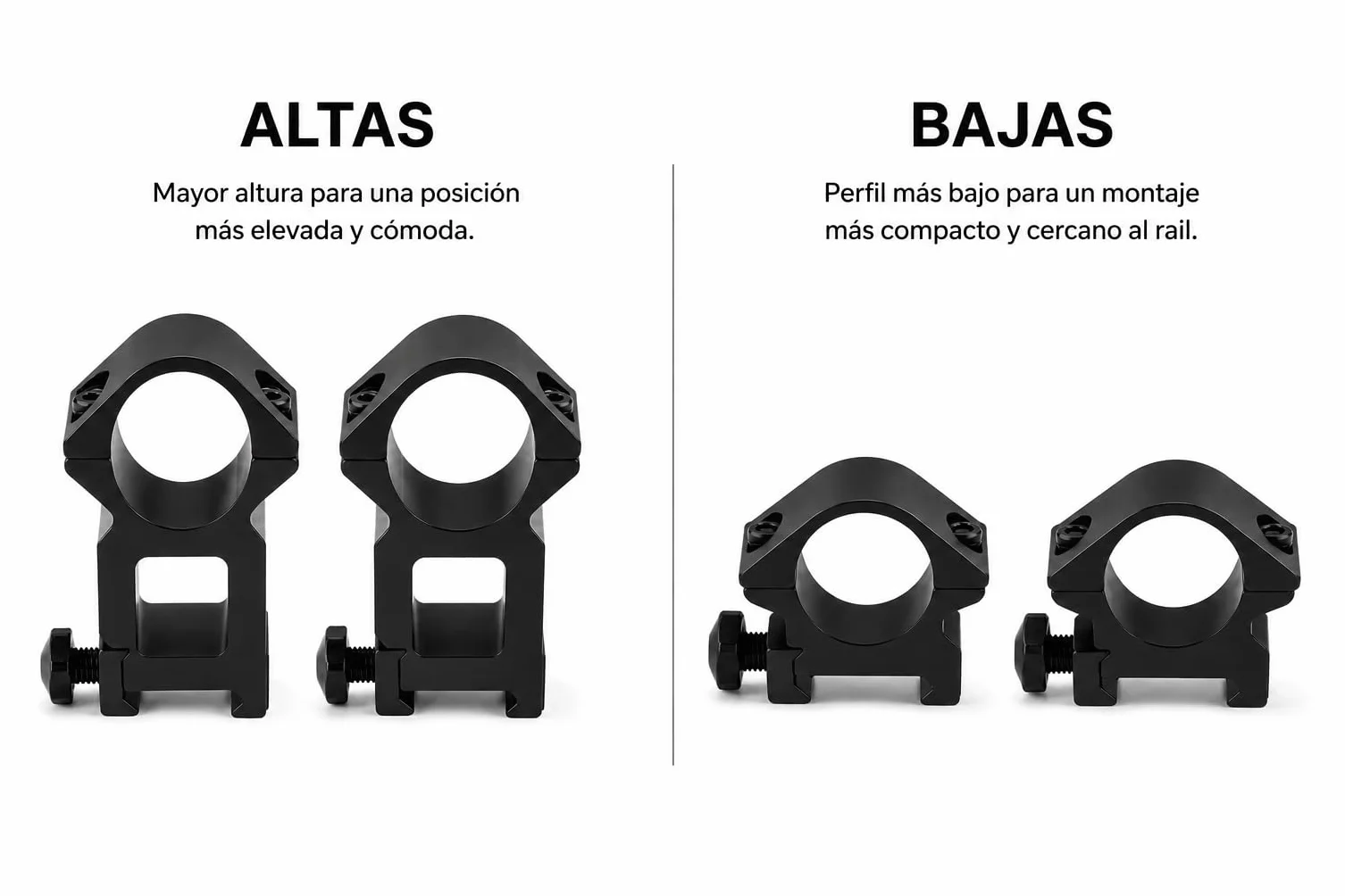 Anillas para Visor Combat Zone, Monturas Tacticas Metalicas para Airsoft, Soporte para Optica en Rail, Pack 2 Unidades para Rifle y Carabina