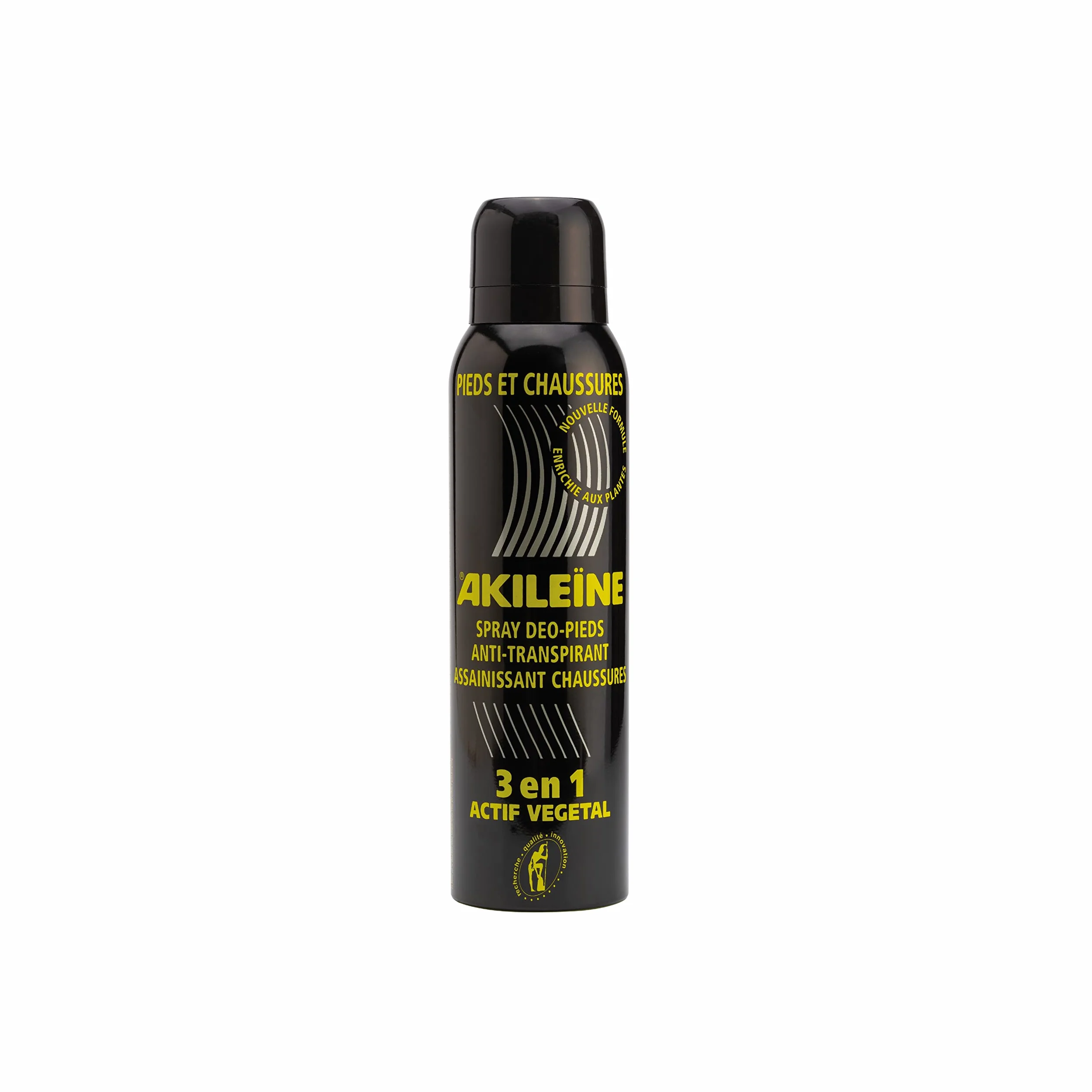 AKILEÏNE® Spray Negro 3 en 1 Triple Acción Pies y Calzado 150ml Desodorización Transpiración Protección Microbiana