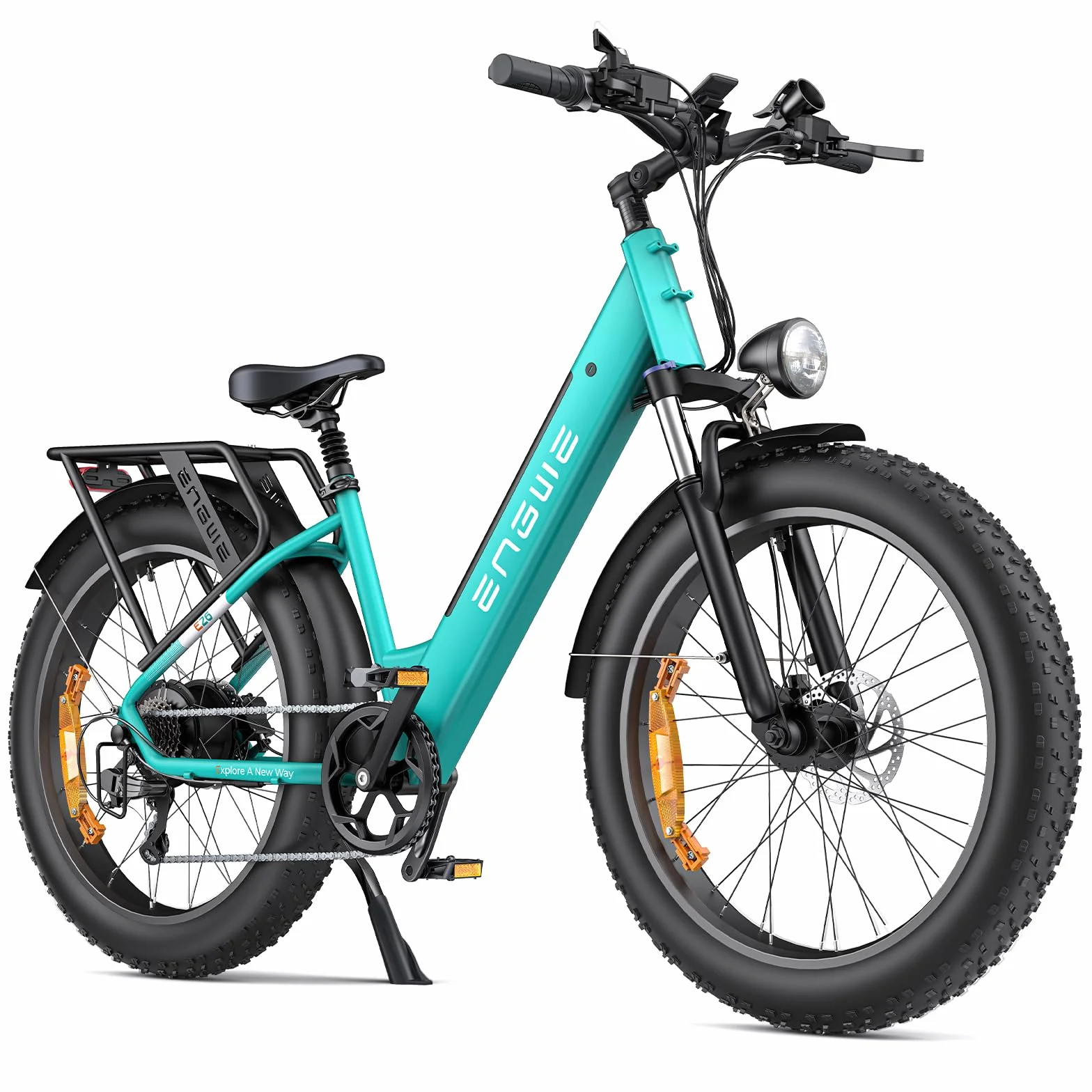 ENGWE E26 Bicicleta Eléctrica para Adultos, 26"x4.0" Fat Tire, Bicicleta de Montaña Eléctrica de 250W, Batería de 48V 16Ah, Alcance de hasta 140KM, 7 velocidades, Suspensión Dual MTB