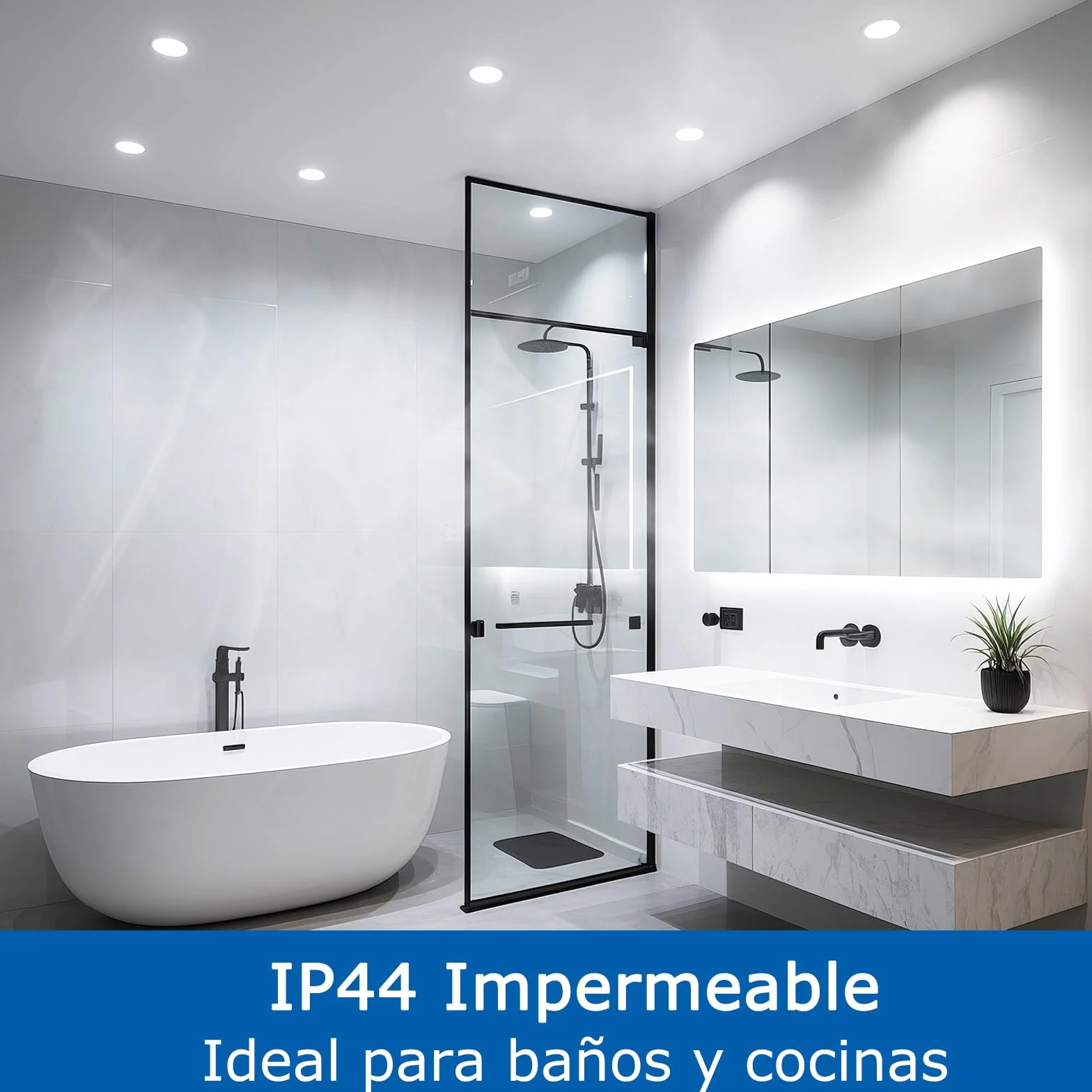 ZIZZLER Downlight Led Empotrable 6000K Blanco Frio 5W IP44 Corte 68-80mm Pack 40 220V-240V