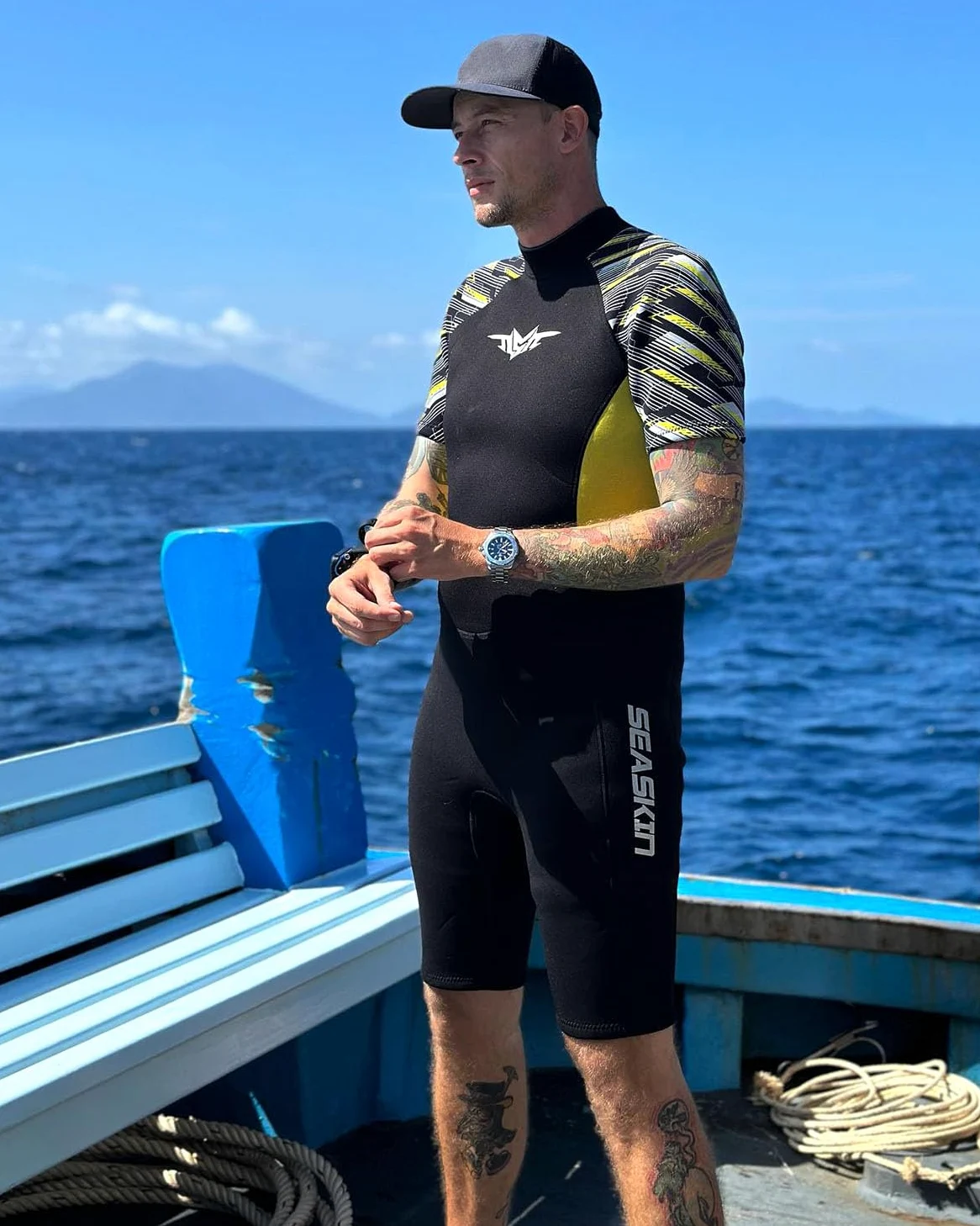 Seaskin Trajes de neopreno para hombre y mujer con cremallera trasera de 3 mm Frescoes-IV