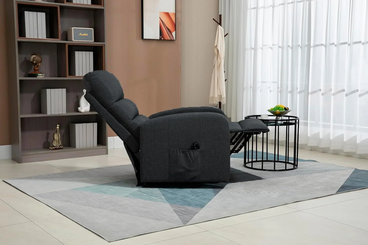 Sillón Relax eléctrico Reclinable Confort Tela Poliéster Microfibra Negro