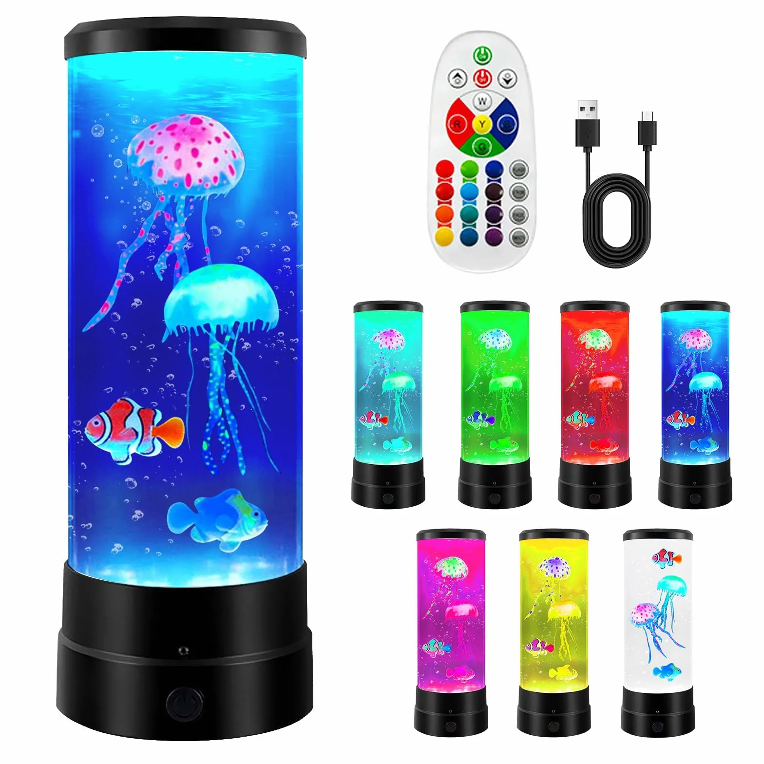 BORDEAG BYZESTY Lámpara de medusas LED 17 colores, lámpara de lava, luz de ambiente nocturna
