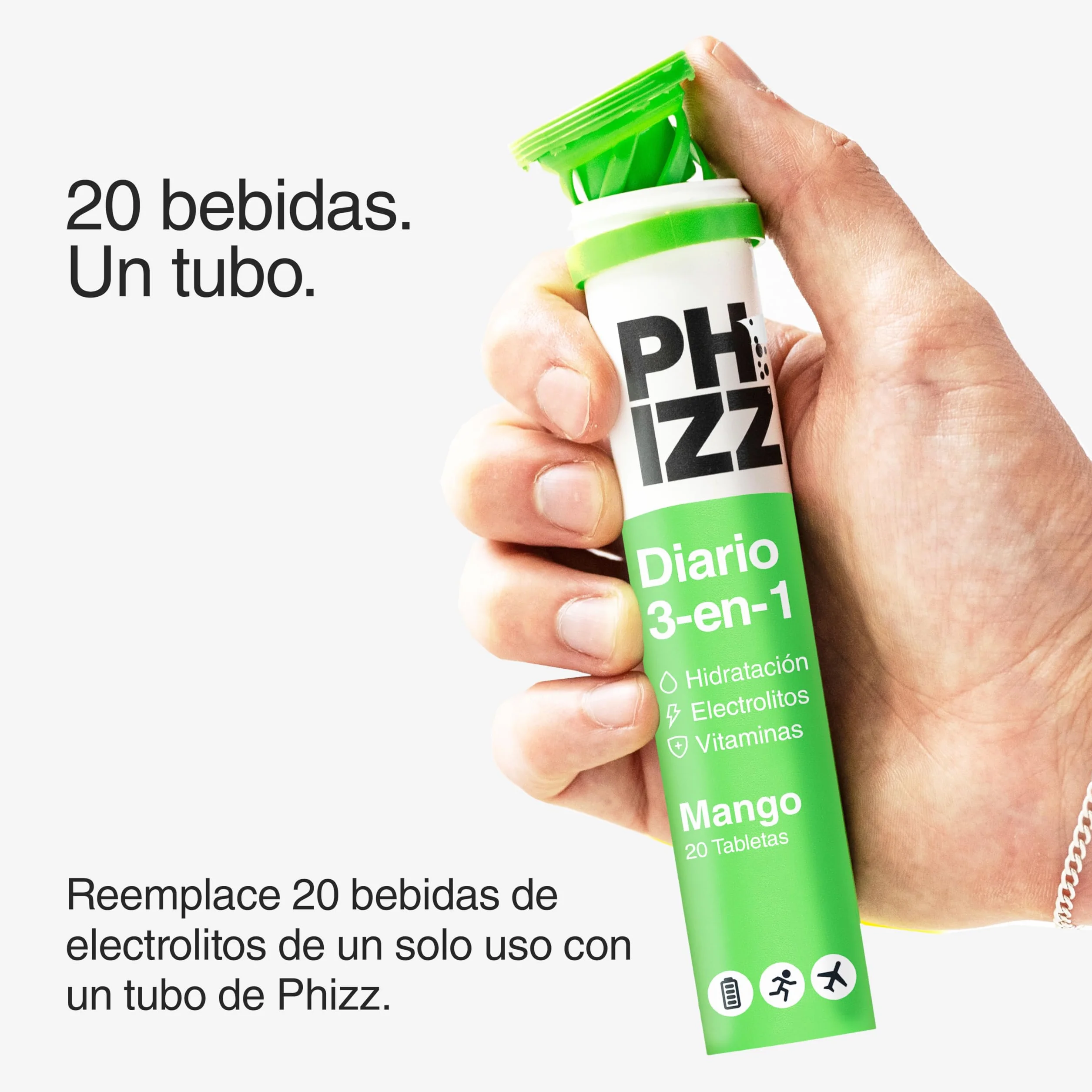Phizz Electrolitos Multivitaminas e Hidratación Efervescente Comprimidos 18 Vitaminas y Minerales Vitamina C 60 Pastilla Mango