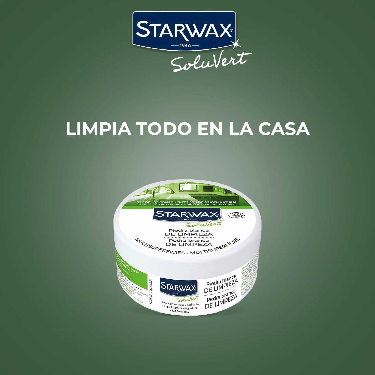 Starwax Piedra blanca de limpieza multiusos 100% origen natural