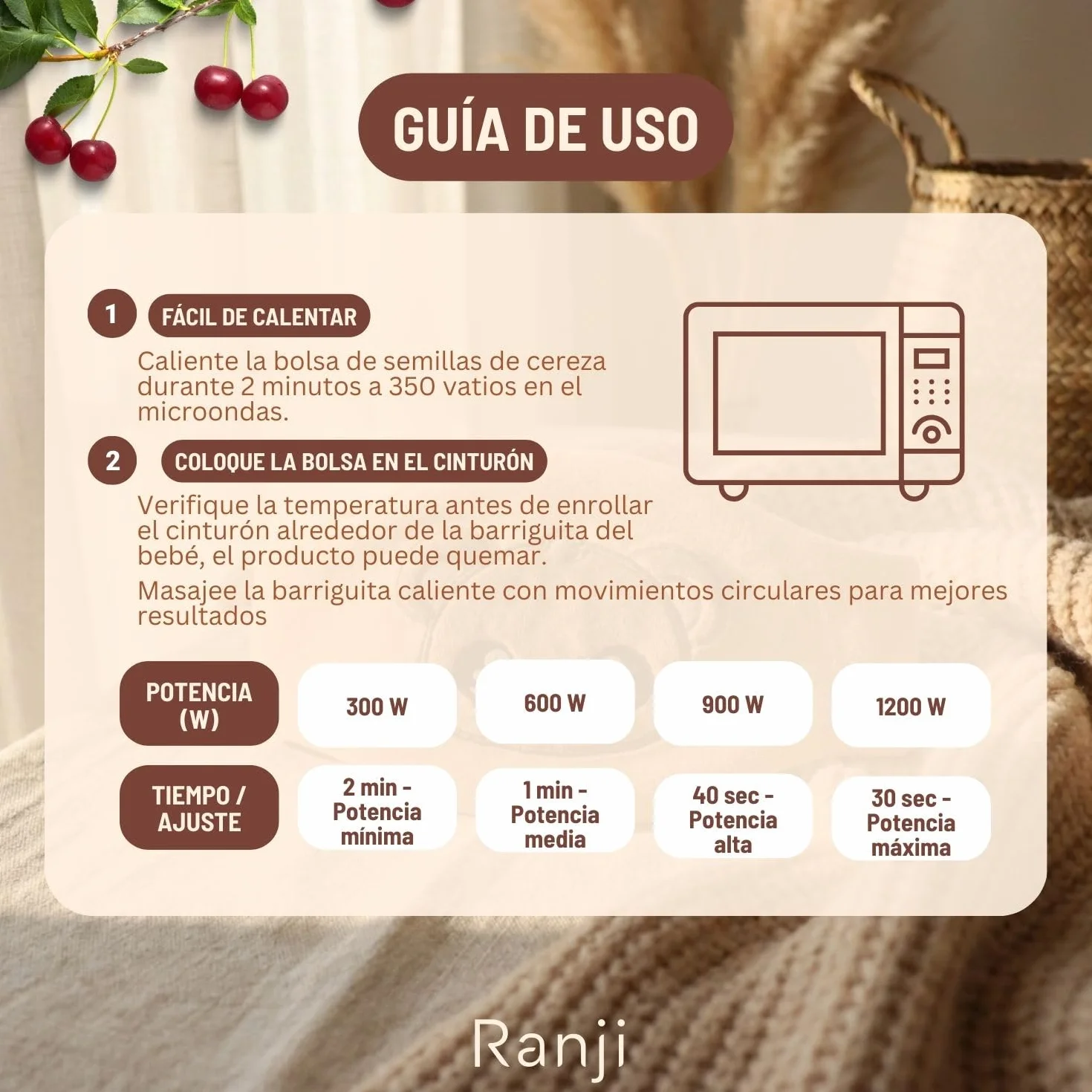 Cinturón Anticólicos Bebé con Huesos de Cereza - Saquito de Semillas para Cólicos Bebé Recién Nacido, Algodón Orgánico GOTS & Certificación OEKO-TEX, Apto Microondas (Osito)