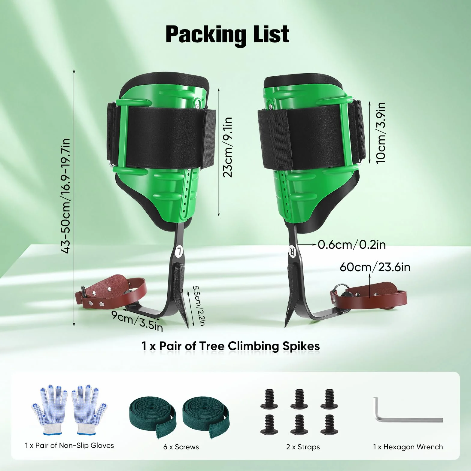 Herramienta de escalada de árbol, Juego de trepadores de árboles con crampones Altura Ajustable de la Pantorrilla, fácil de Usar para Recoger Frutas