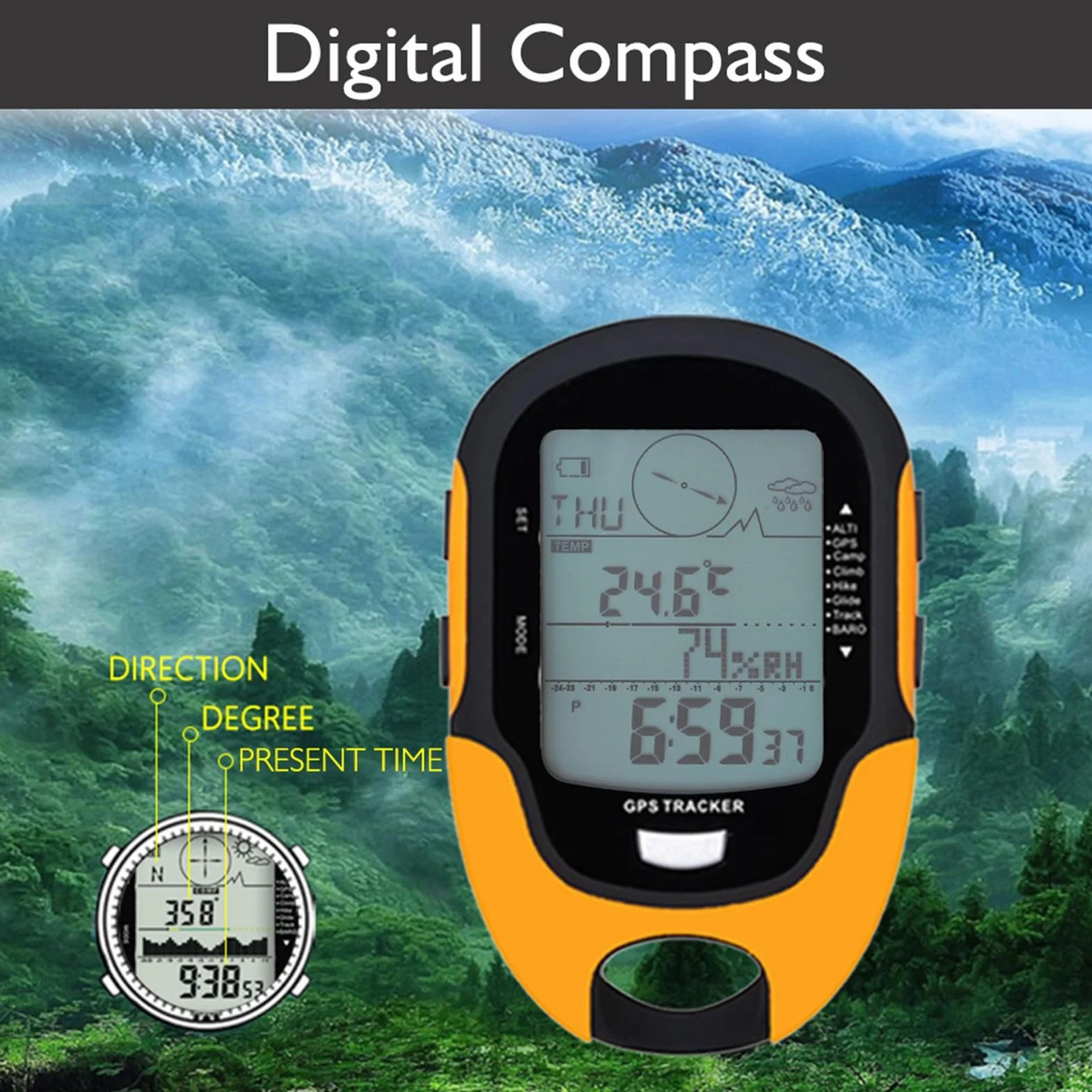 Dispositivos GPS para Senderismo, Receptor de Navegación GPS Multifunción GPS de Mano Impermeable Recargable por USB para Deportes Al Aire