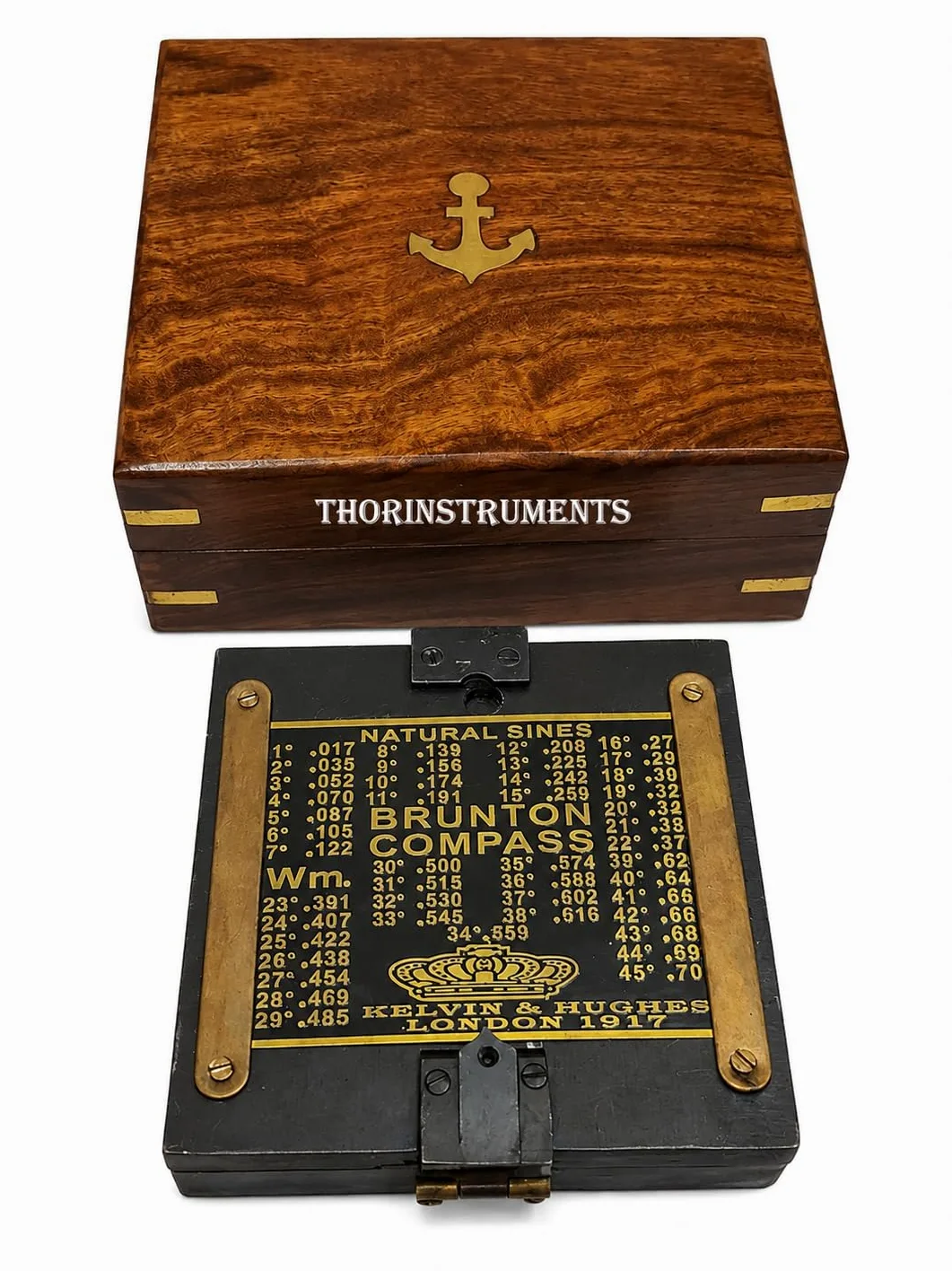 Kelvin & Hughes London Brunton Brunton brújula con Caja de Madera rústica Vintage decoración del hogar Regalos