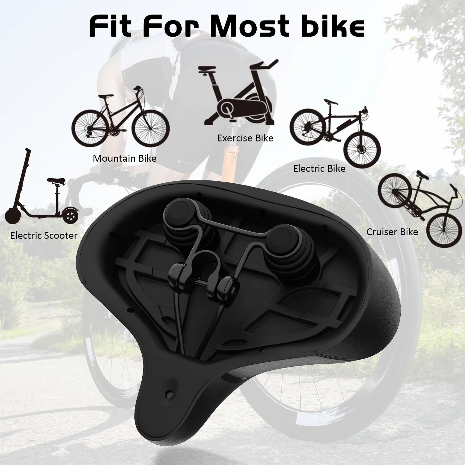 Asiento de bicicleta, asiento de bicicleta para mujeres y hombres, extra cómodo, ancho, asiento cómodo de gran tamaño para bicicletas Peloton, apto para bicicletas estáticas, bicicletas eléctricas