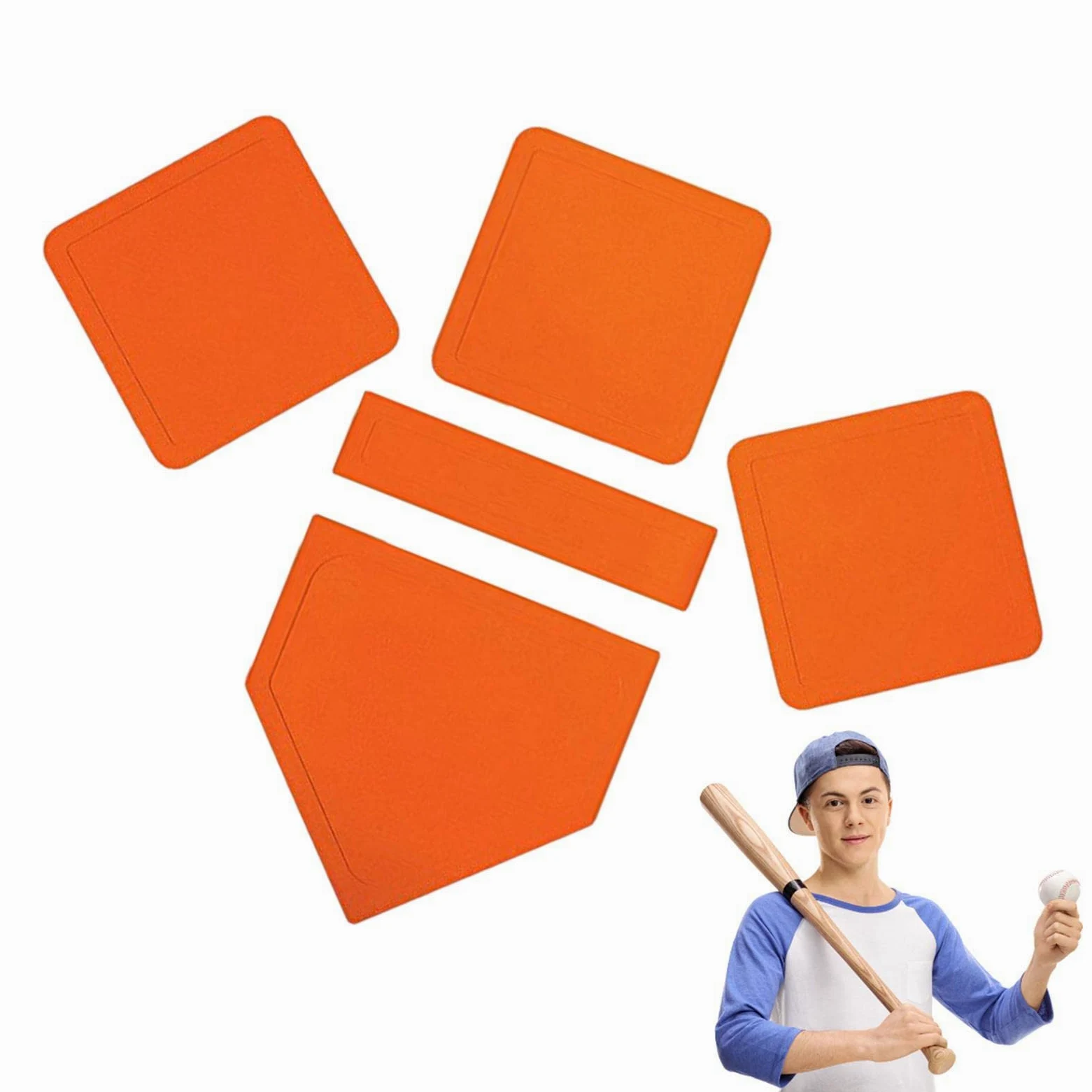 Bases para Practicar Beisbol Niños,Bases Campo Goma para niños Patio Trasero - Bases béisbol multifuncionales para Teeball Softball Kickball y Baseball