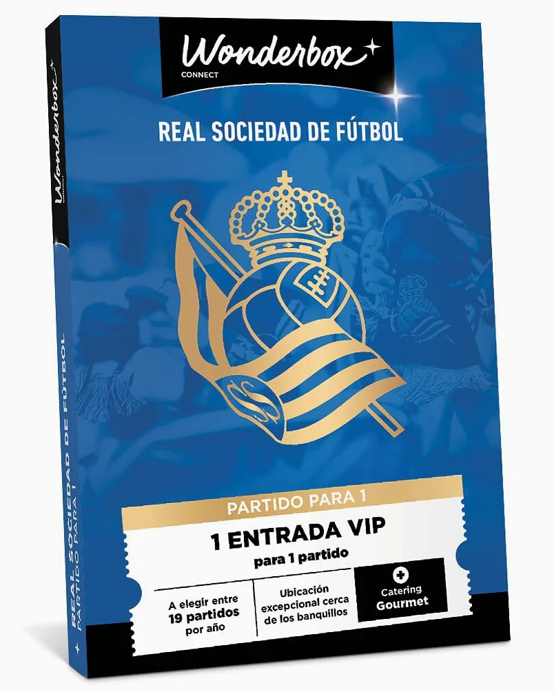 WONDERBOX Connect - Caja Regalo - Real Sociedad Premium - 1 Entrada VIP para 1 Partido - Servicio de Catering Desde 1 Hora Antes del Partido - Válido Durante 27 Meses