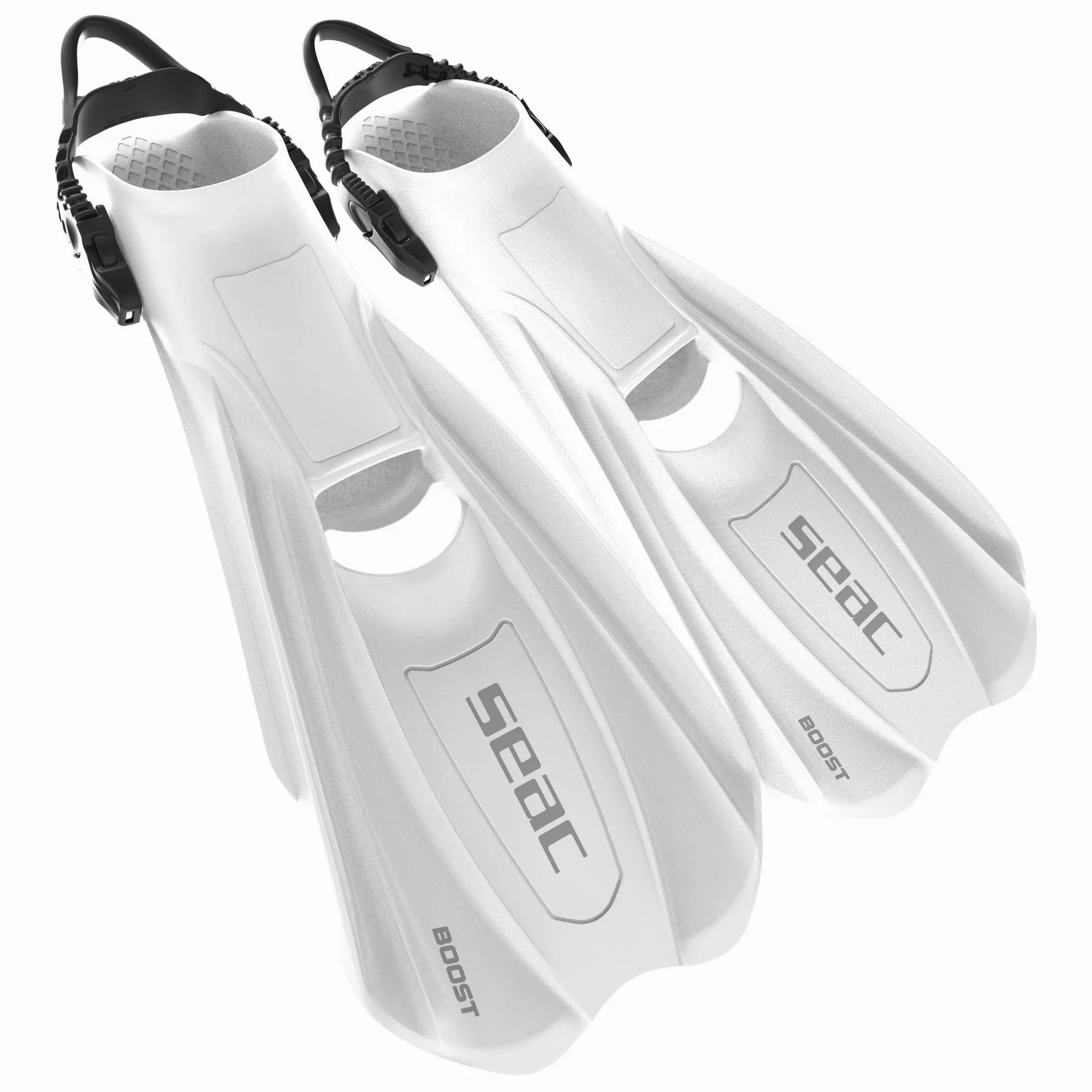 SEAC Boost – Aletas de Snorkel y Buceo con Correa elástica Tipo Bungee Ultrapractica | para Usar Incluso Sin Escarpines o Calcetines | Extra Ligeras, Suela Antideslizante