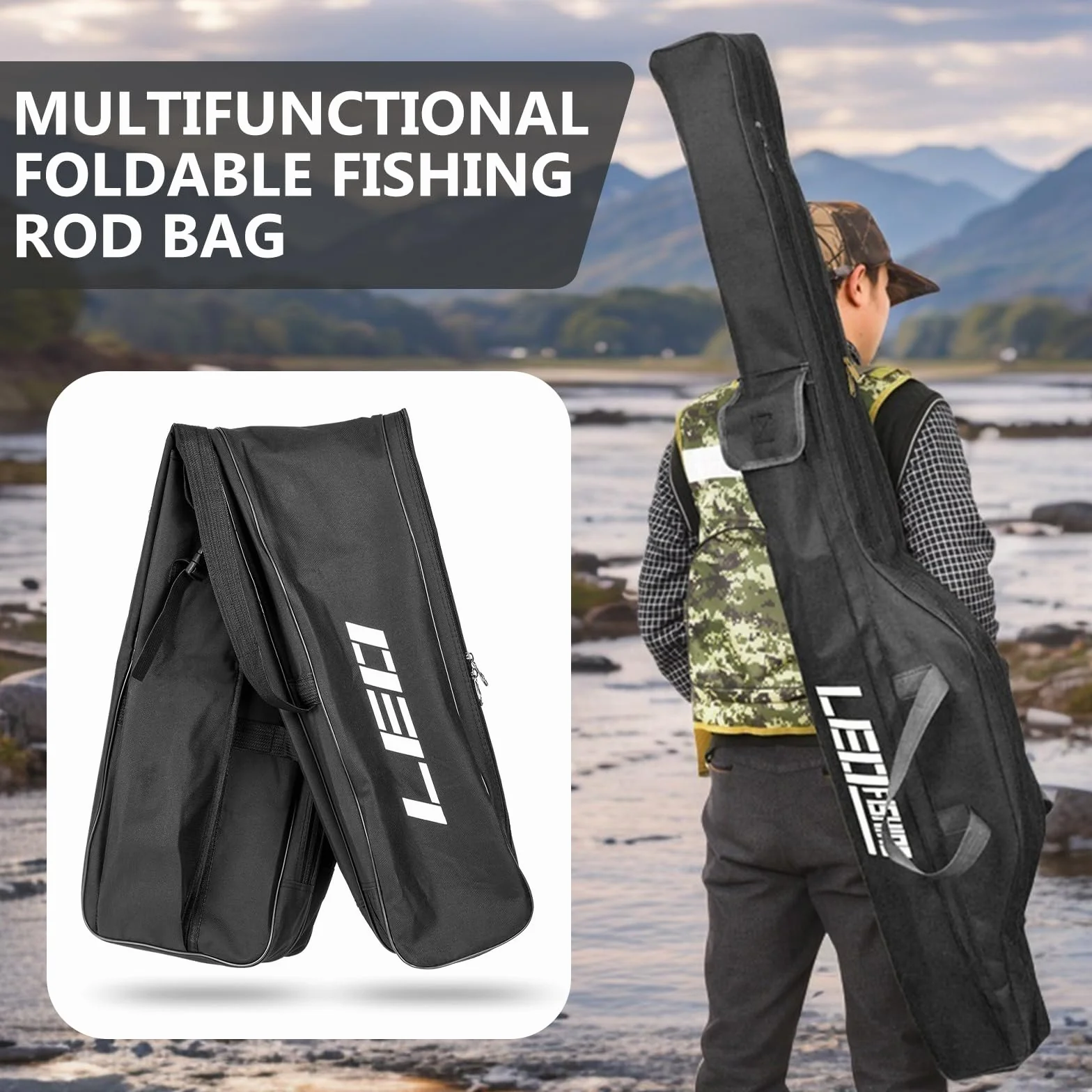 BORDEAG Caña De Pesca Portátil 150 cm, Bolsa Para Equipos y Soportes