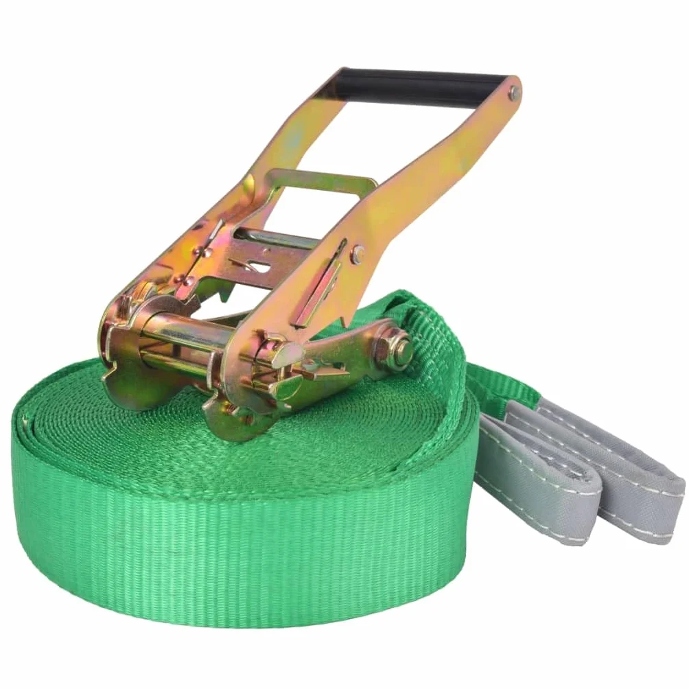 vidaXL Cuerda de Equilibrio Slackline 15 m x 50 mm 150 kg Amarillo/Verde