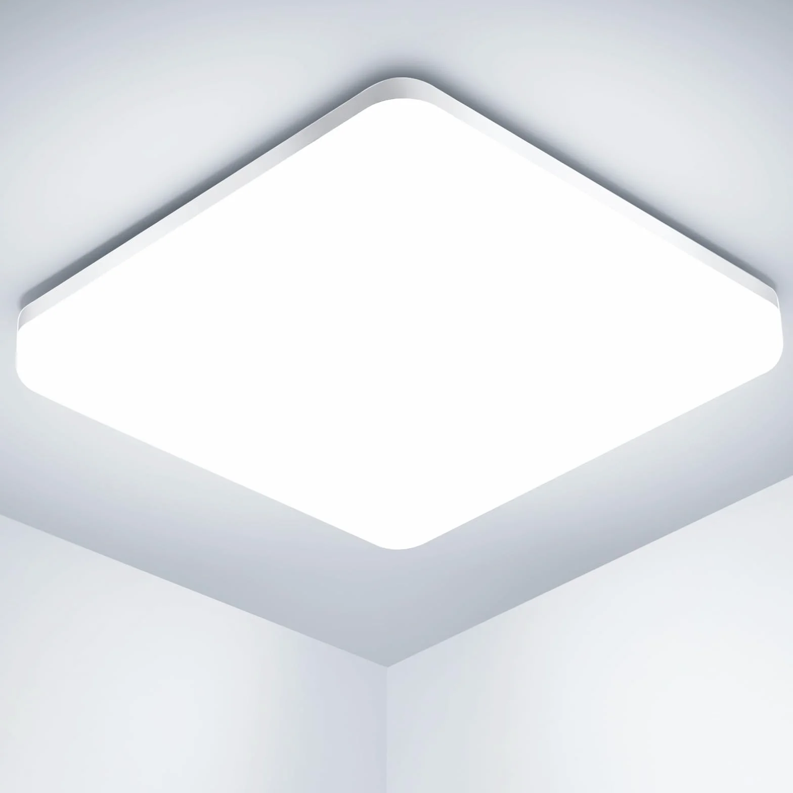 OUILA Plafon LED Techo 20W 2000LM 6500K IP44 Blanco Frío Cuadrado