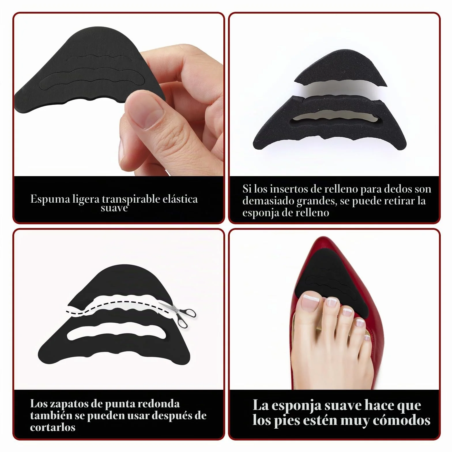 Sibba 8 pares taloneras antideslizamiento almohadillas para zapatos grandes protector talón mujer relleno zapato protector dedos tapón