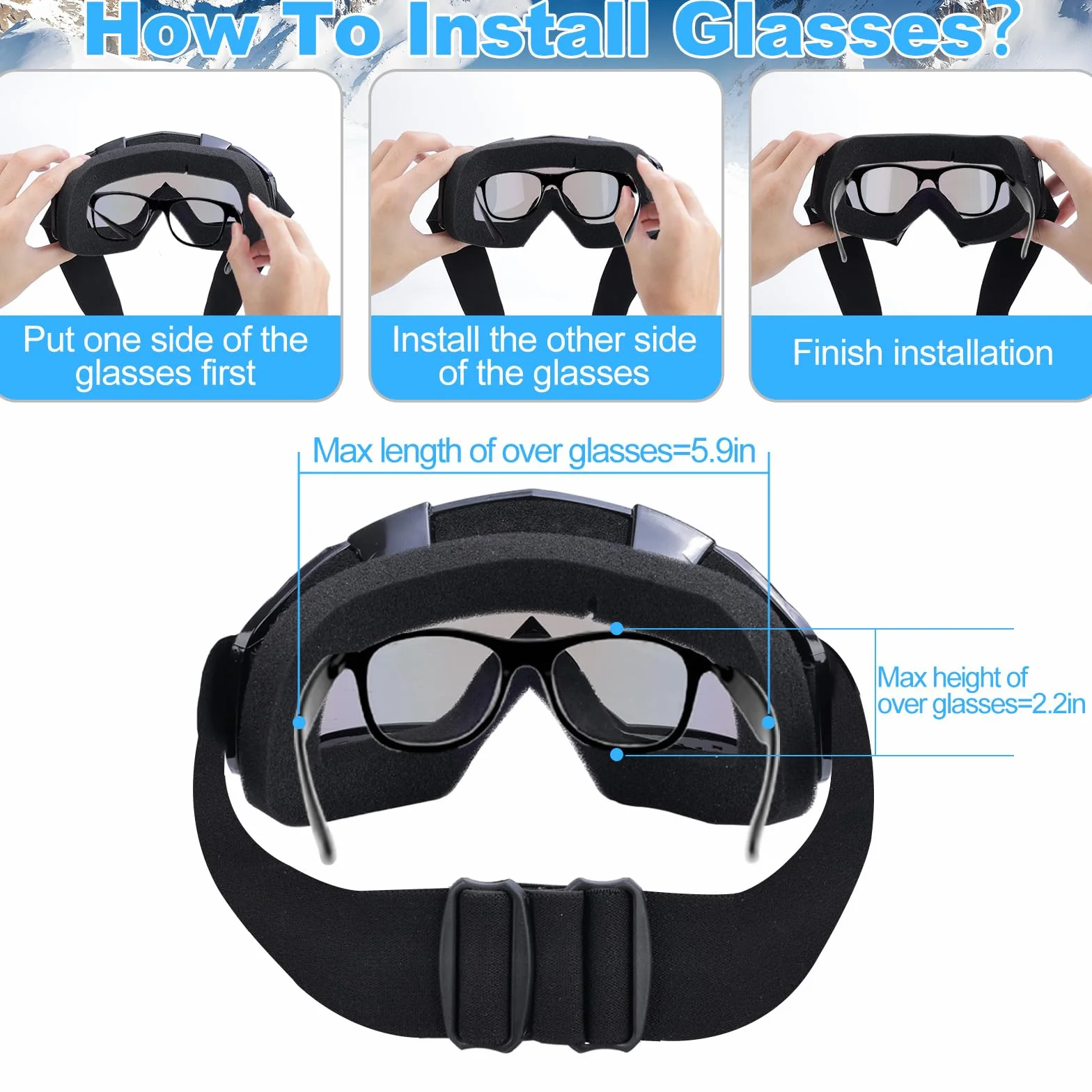 Gafas de Sol Esquí Máscara Gafas Esqui Gafas de Motocross con Protección UV para Snowboard Esquí, Skating y Otros Deportes de Nieve para Hombres/Mujeres/Jóvenes
