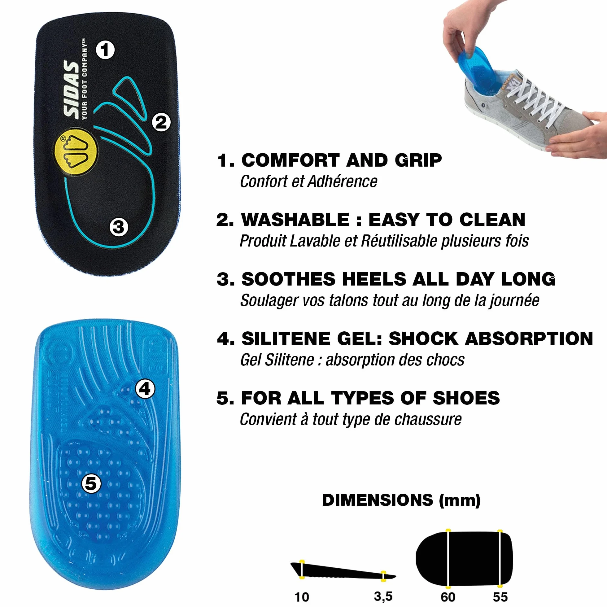 Sidas Heel Pad Taloneras de gel 2 unidades