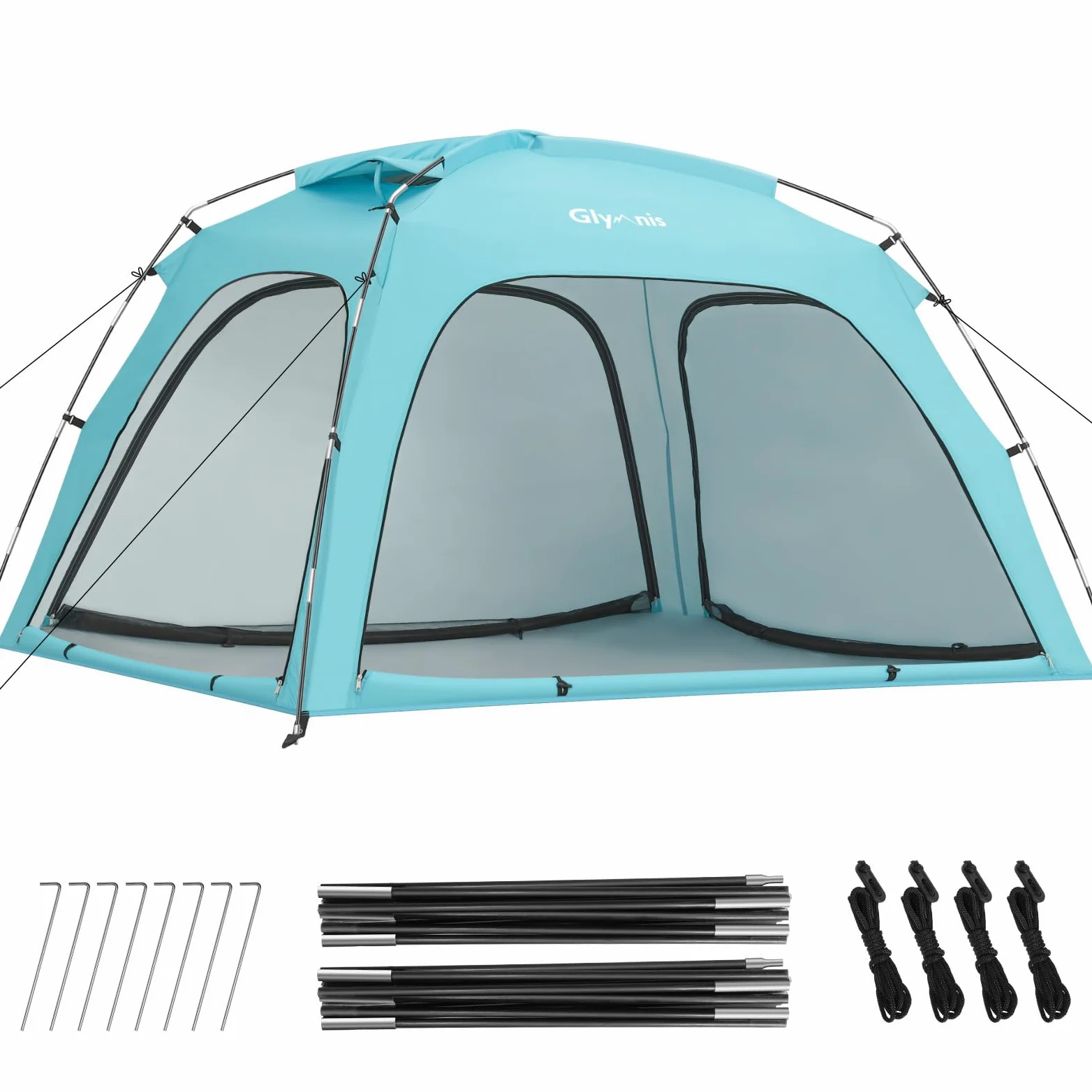 Glymnis Tienda de campaña grande para 3-4 personas, protección UV, refugio solar portátil, ideal para playa, picnic y pesca