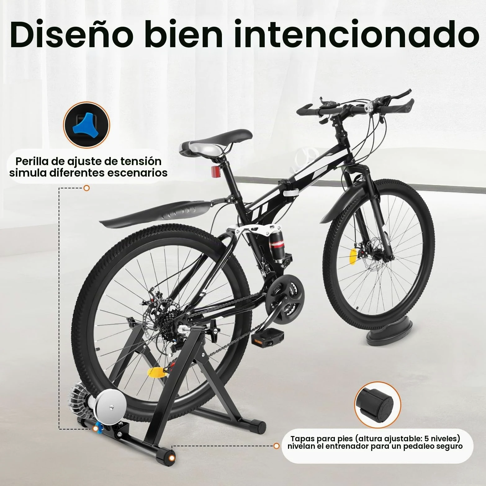 Ciclismo Ejercicio Estacionario Bicicleta,Rodillo de Entrenamiento Bicicleta, Soporte de Entrenamiento de Bicicleta de Liberación Rápida Soporte para Montaña y Carretera