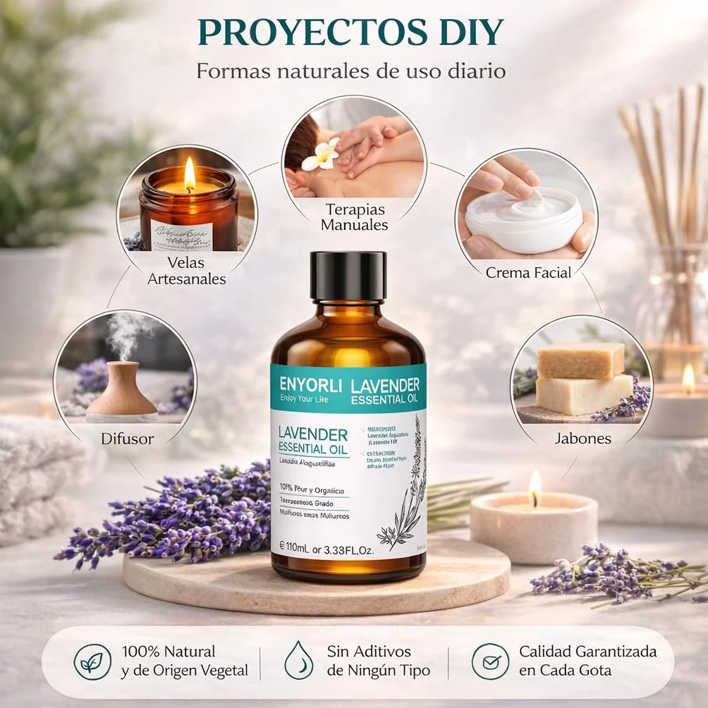 Aceite Esencial de Lavanda Orgánico 100ml Favorece el Sueño Relajación Masaje Corporal