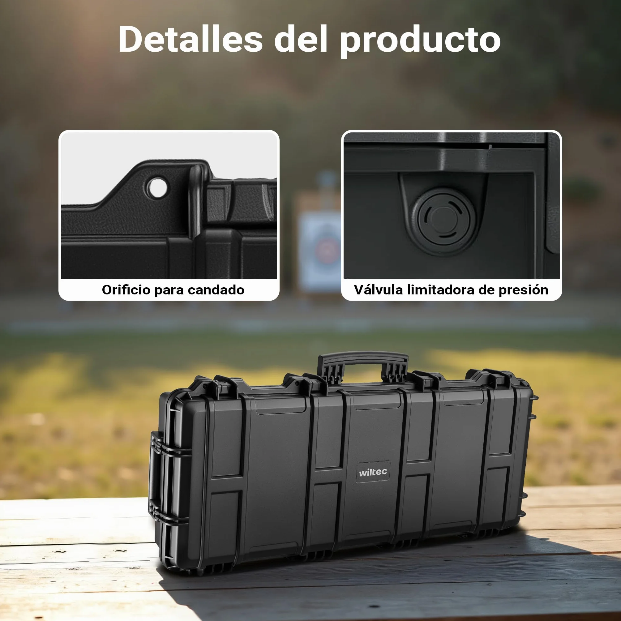 WilTec Maletín para Armas largas 97.8 x 42 x 17.3 cm con Espuma pre-Cortada Compacto y Ligero de PP para Transporte Seguro de Rifles y escopetas con asa ergonómica