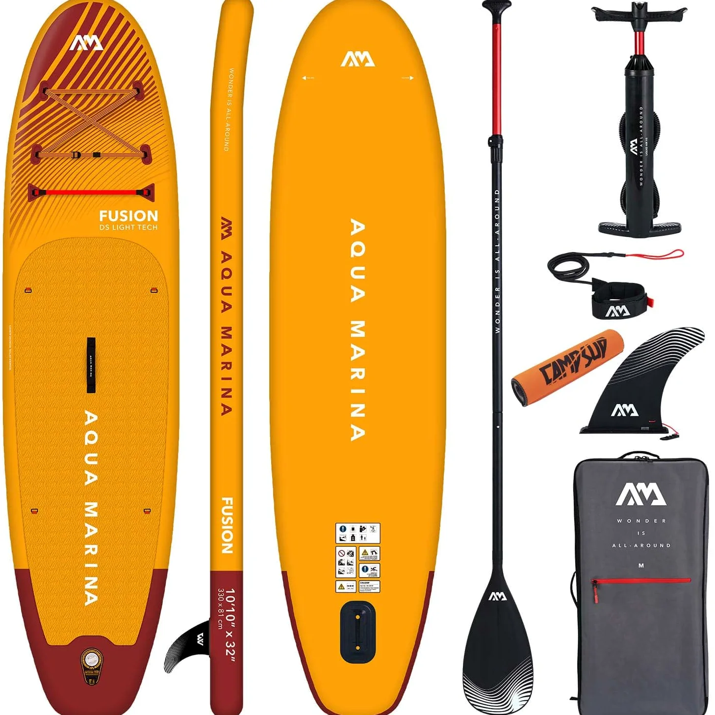 Aqua Marina Fusion 10'10" Before Sunset – Tabla de surf hinchable todoterreno para principiantes, juego completo – edición limitada