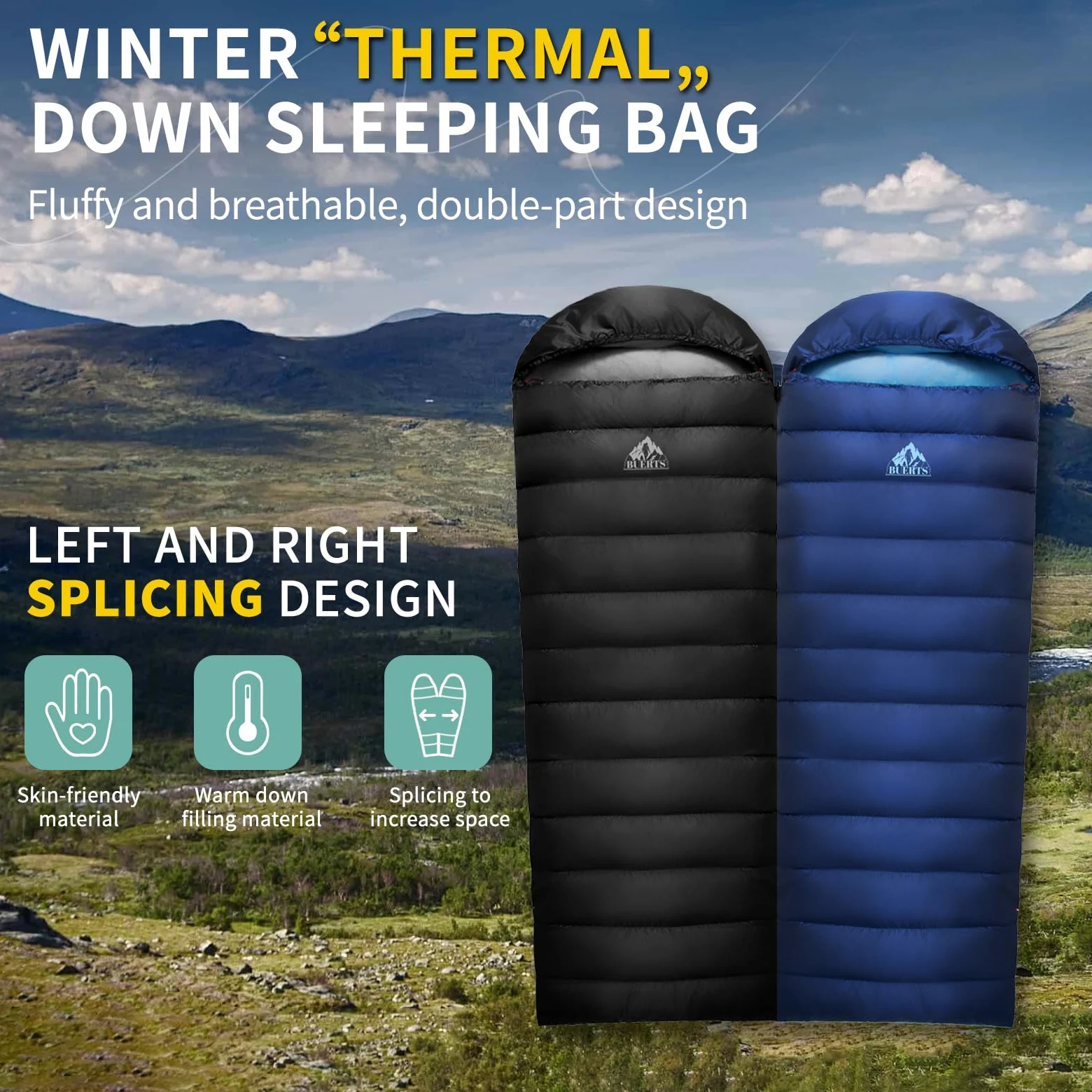 Saco de Dormir de plumón es Ultraligero y portátil para Uso en 3 Estaciones por Parte de Adultos, Ideal para Practicar Senderismo, mochilerismo y Acampada. (Negro -10℃, -10 a -28 ℃)
