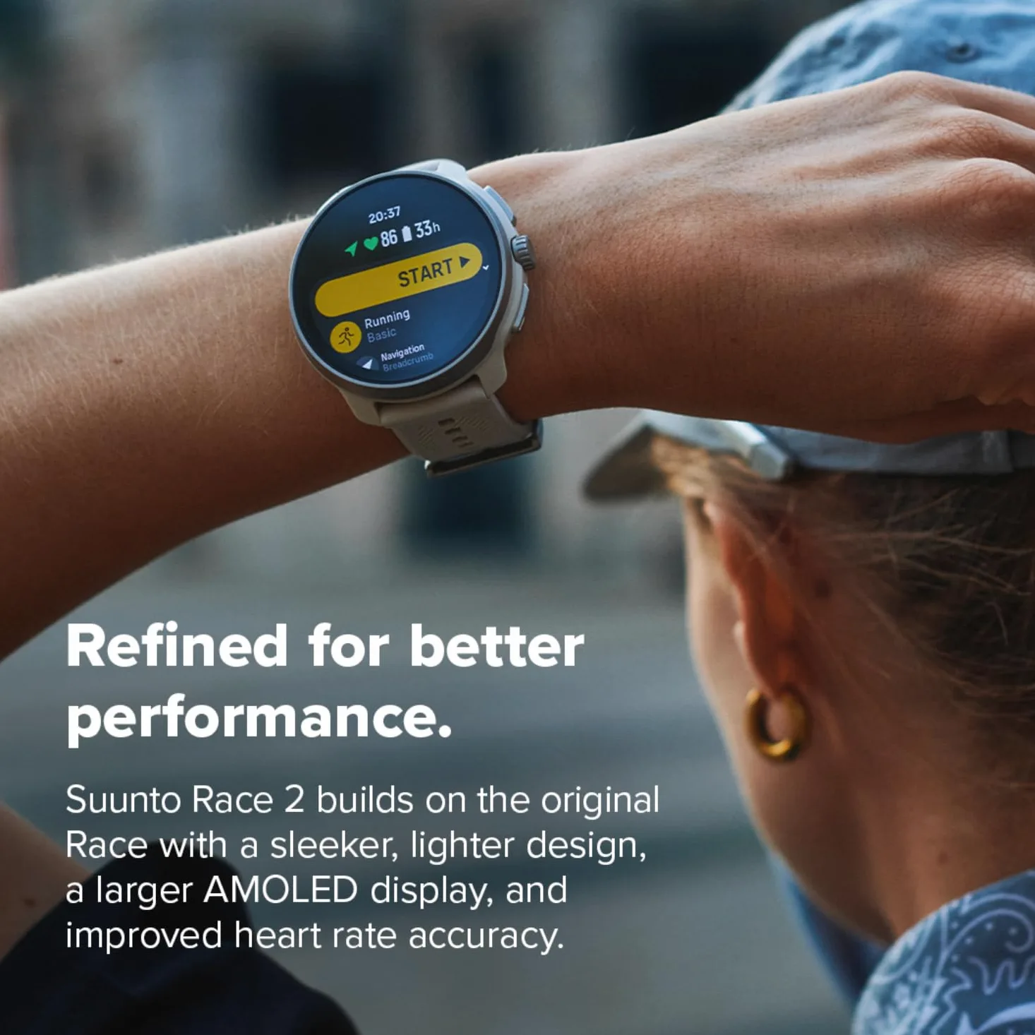SUUNTO Reloj deportivo Race 2 GPS, pantalla táctil AMOLED de 1.5 pulgadas con corona, 16 días de duración de la batería, métricas de entrenamiento e información de recuperación, doble GNSS, mapas