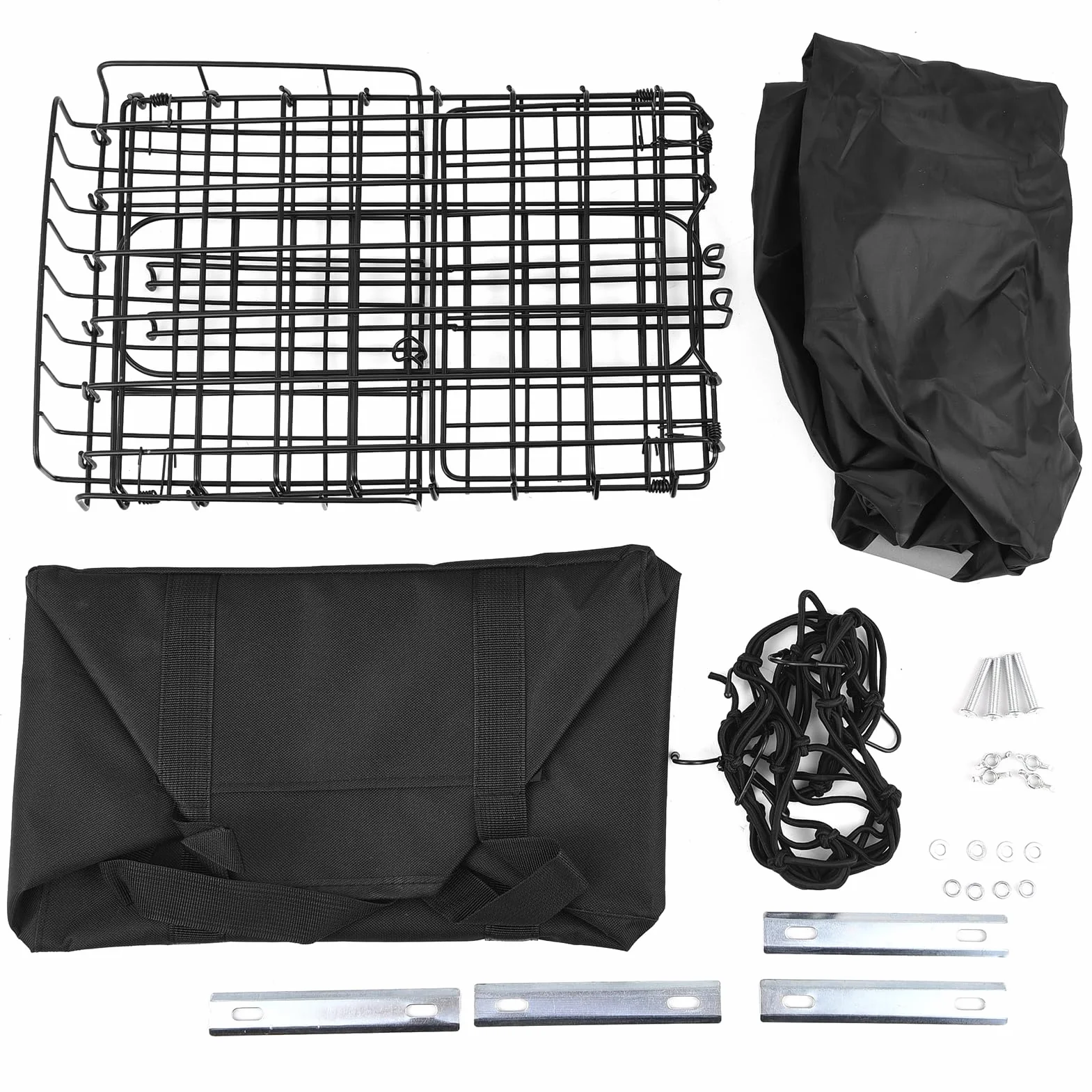 Cesta de Bicicleta Trasera Plegable Aomiun 60L con Bolsa de Revestimiento Extraíble Cubierta de Lluvia Bolso Red para Llevar Perros Mascotas Frutas Supermercado
