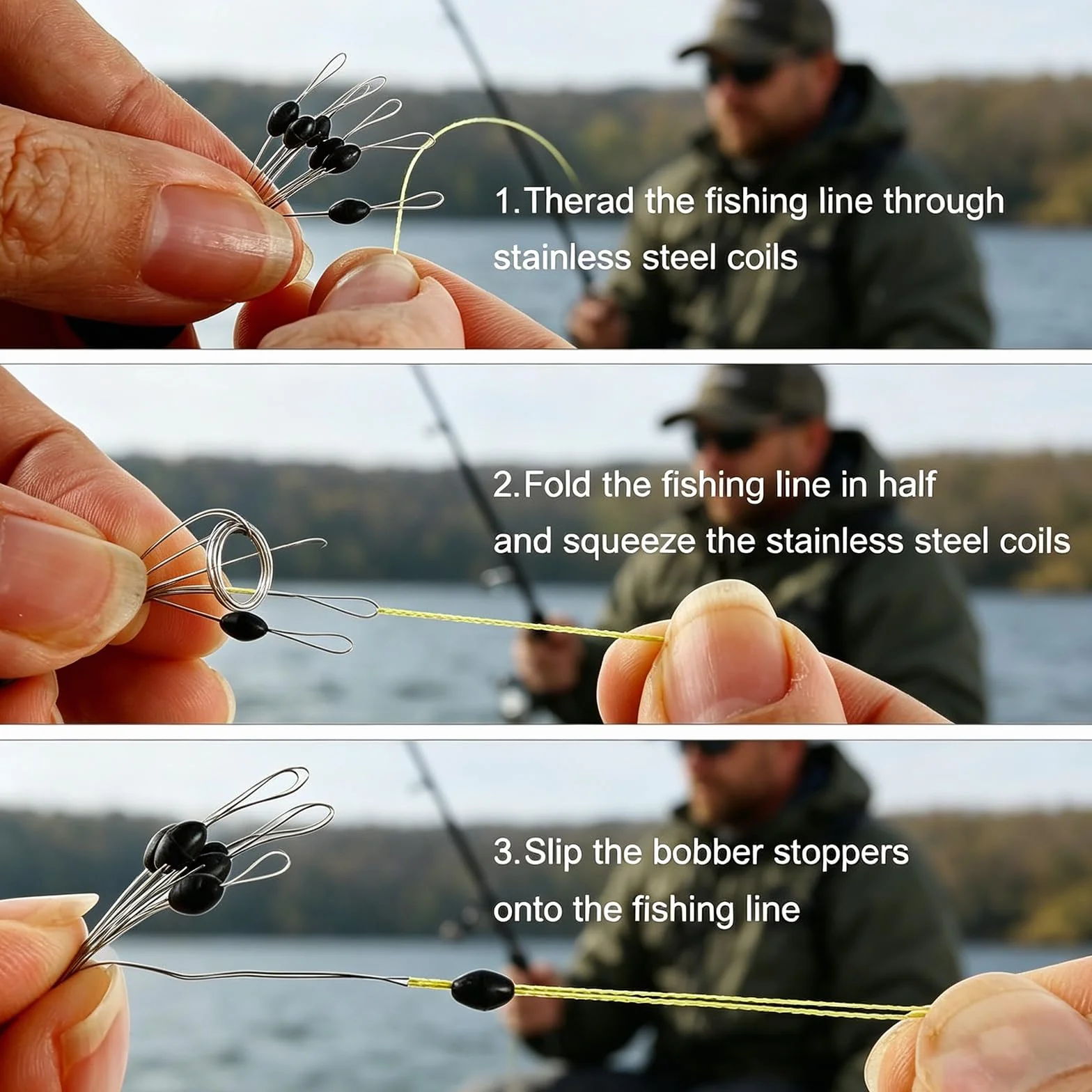 300 Tapón Flotador de Pesca de Goma, Tapón de Goma Cuerda de Cuerda Flotador de Pesca de Goma Tapón Flotador de Pesca 6 en 1, Negro
