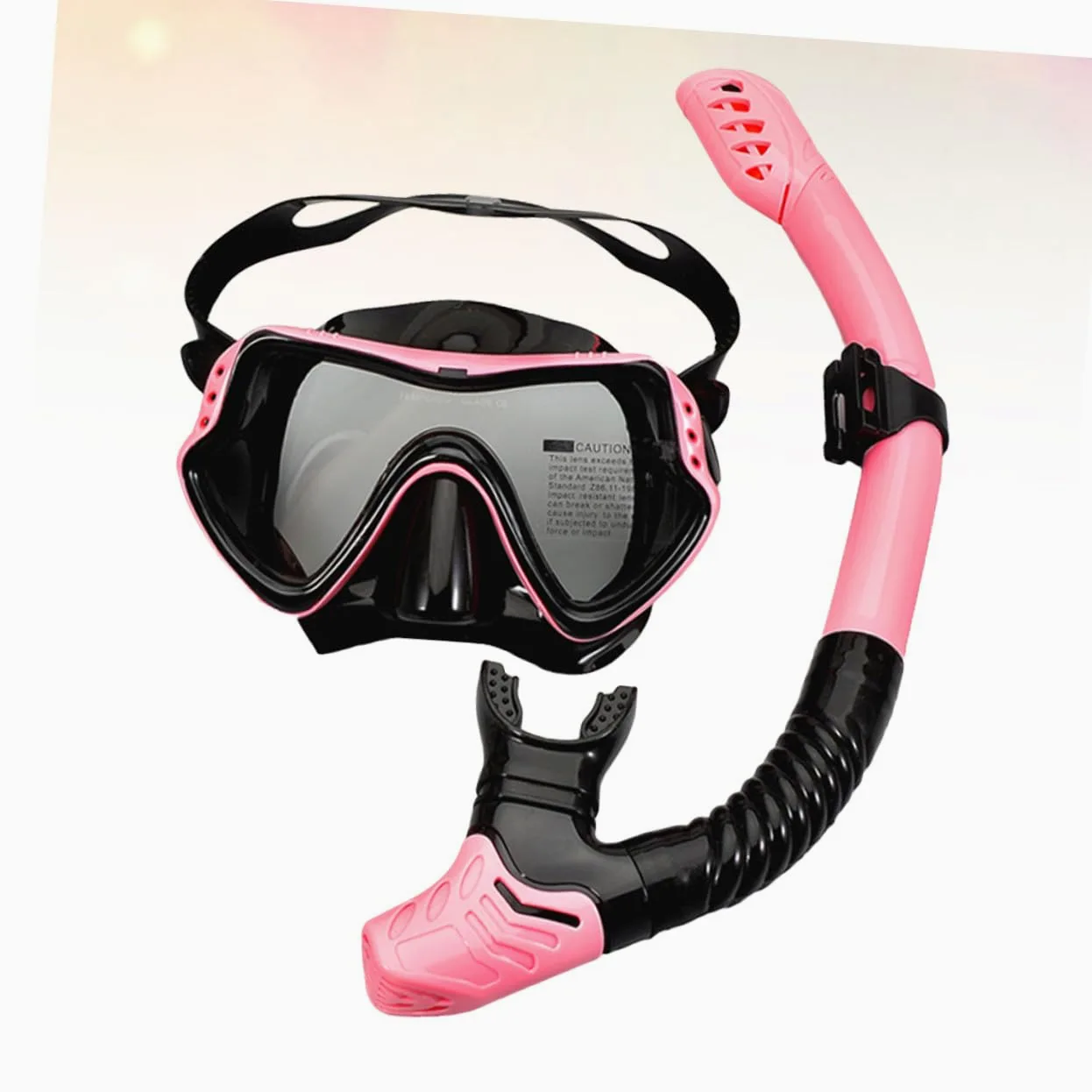 Gafas de Snorkel para Niño Tubo de Respiración, Rosa | Silicona, Diseño Sola Ventana, Drenaje Unidireccional, Correa Elástica Alta