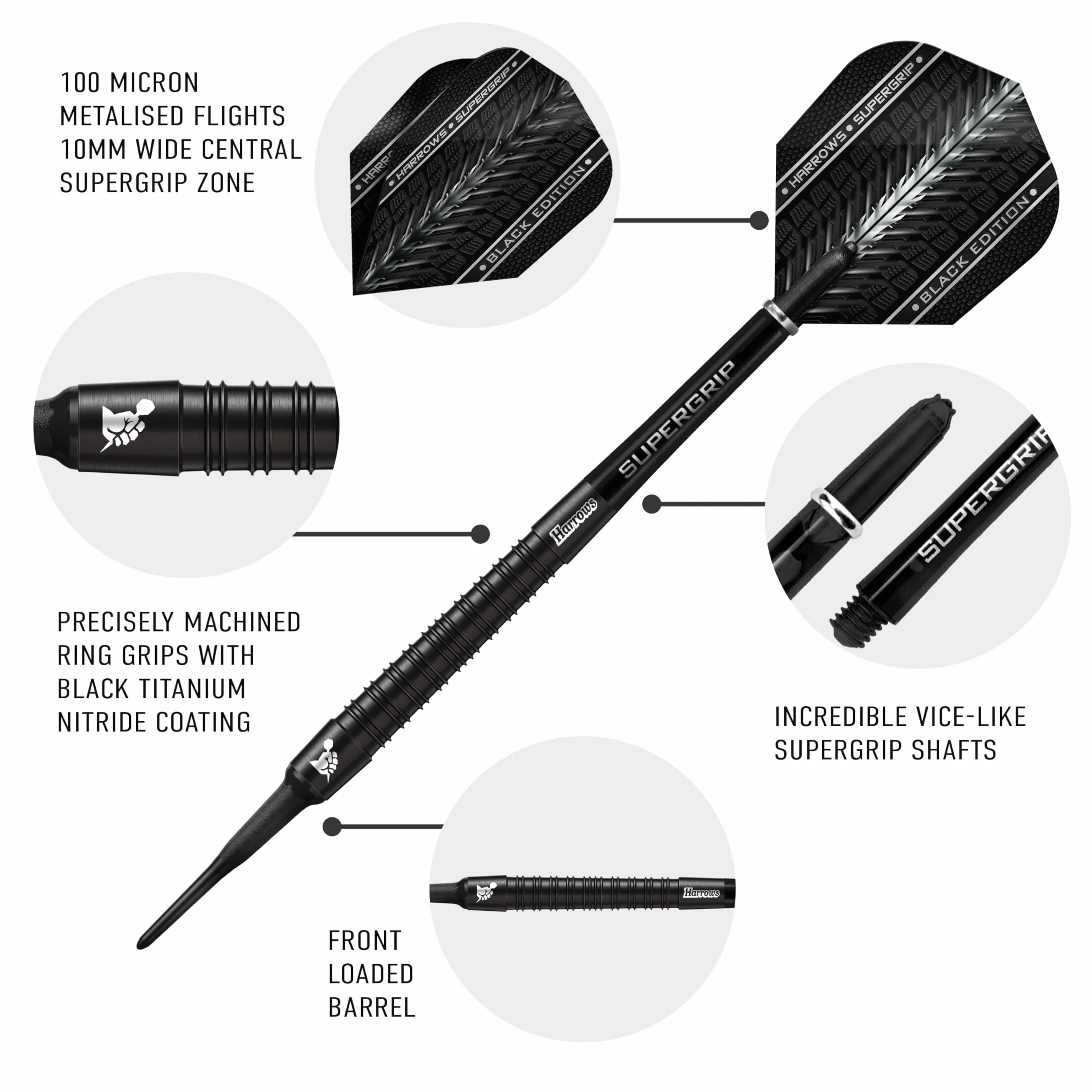 Harrows Super Grip Softdart 90% Tungsten Dardos