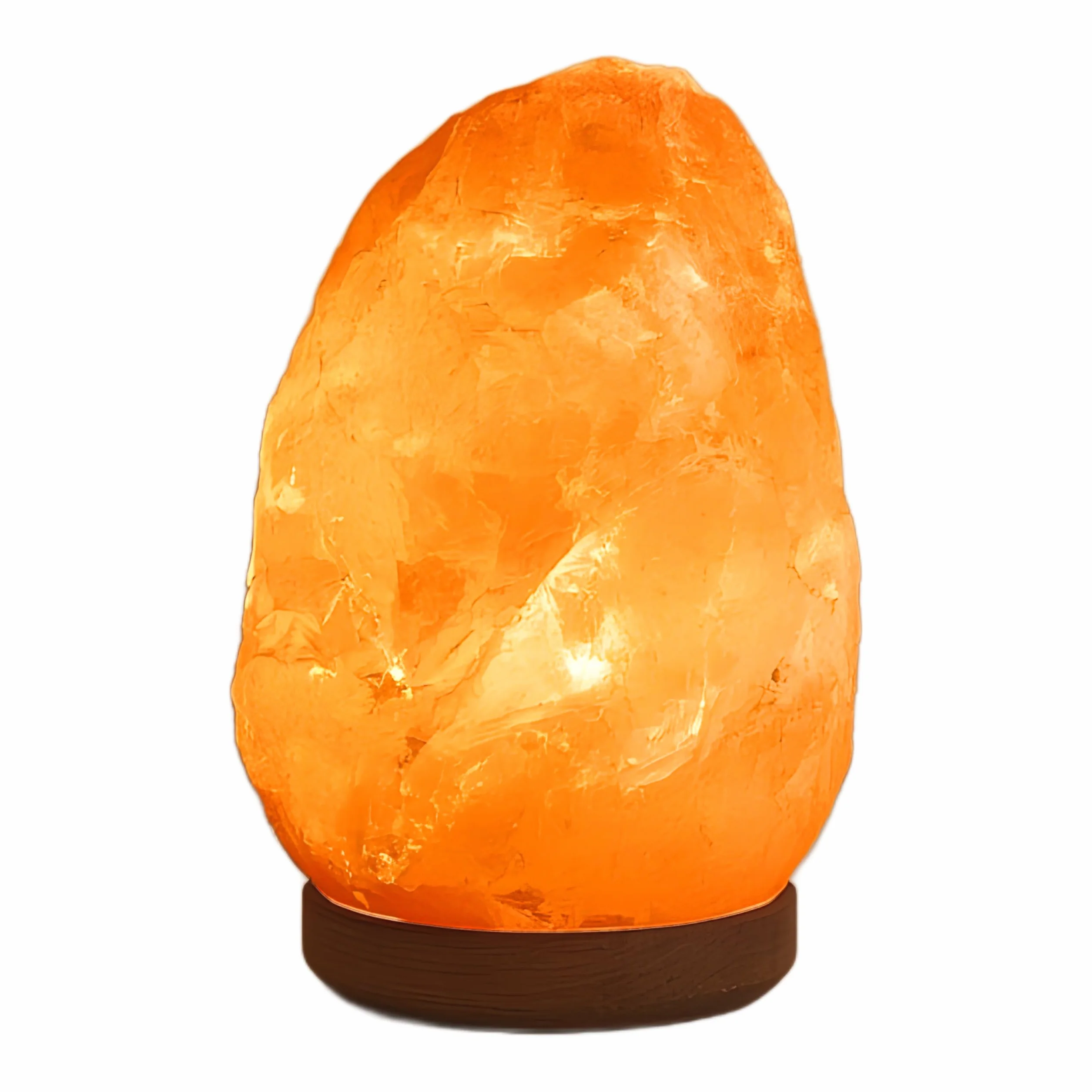 H HANSEL HOME Lámpara de Sal Natural del Himalaya 1.5-2kg con Cable y Bombilla Base de Madera