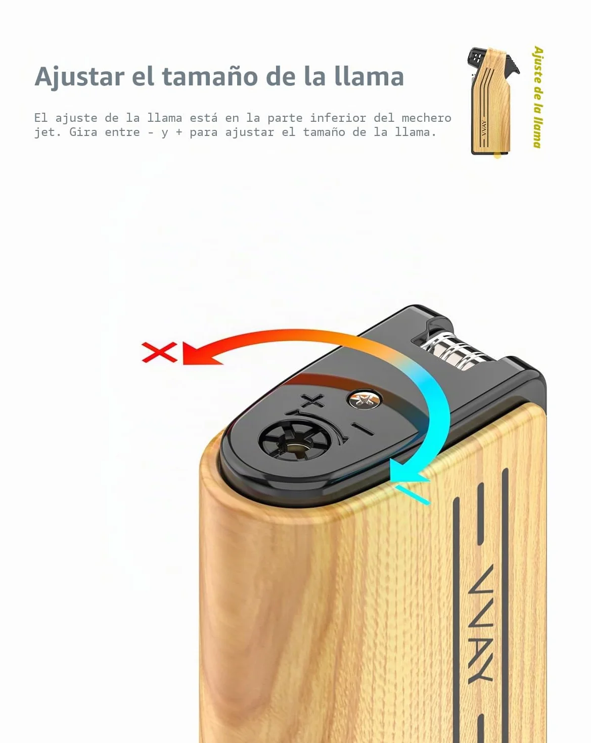 Mechero para Pipa con Llama Lateral, Gas Recargable