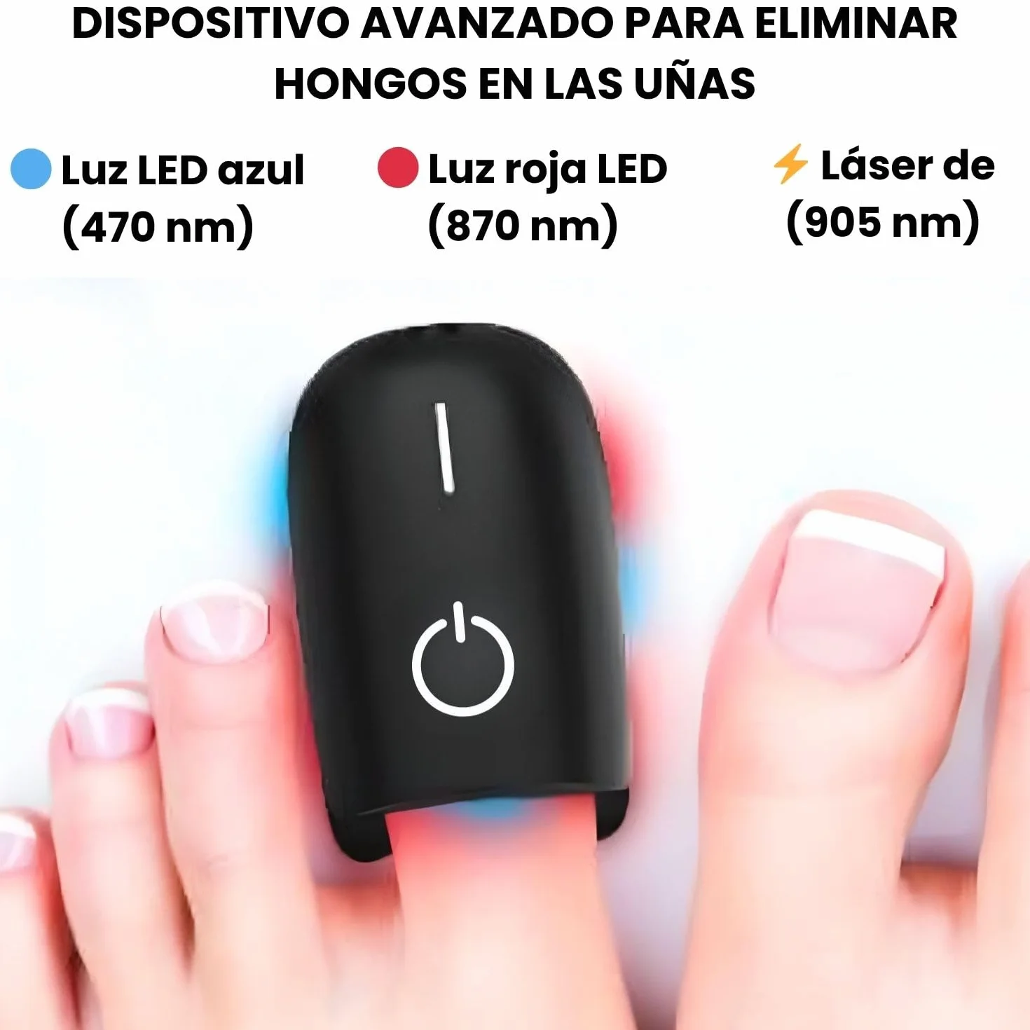 Tratamiento Hongos Uñas Pies Láser Onicomicosis Antifúngico Eliminar Micosis (Negro)