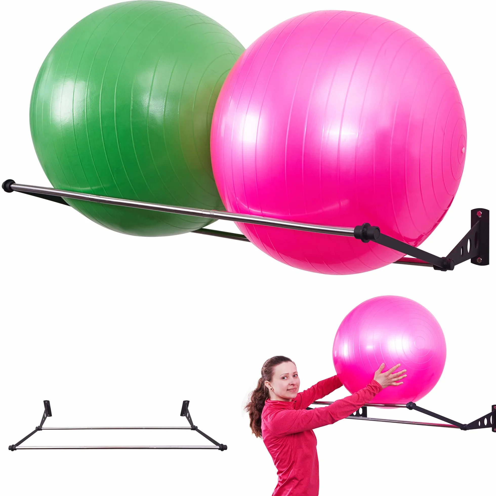 Soporte De Pared Para Pelotas De Ejercicio | Colgador De Pelotas | Para Pelotas De Yoga, Pelotas De Fitness | Soporte Pelotas Pilates Pared | Soporte Balon Futbol | Soporte Balon de Pilates