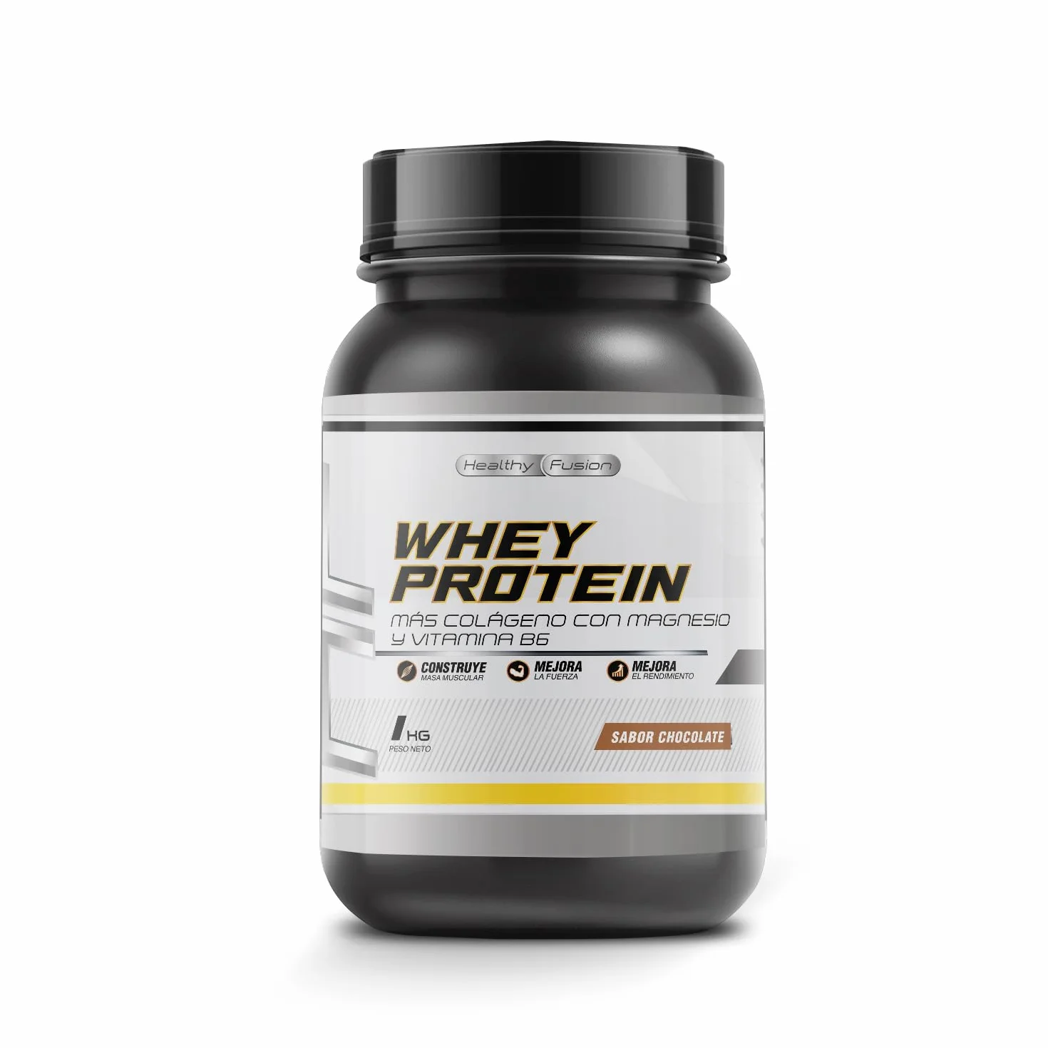 Whey Protein 1KG Polvo Chocolate 43g Proteína BCAA Glutamina Colágeno Magnesio Vitamina B6