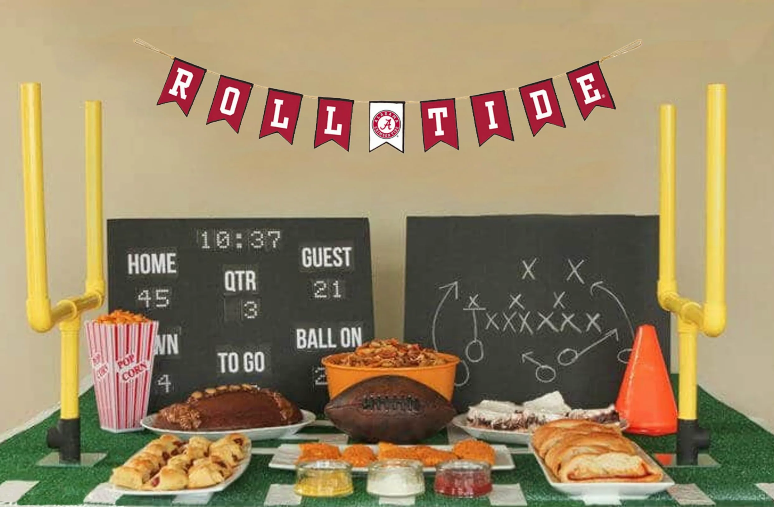 Hanna's Handiworks - Cartel de fiesta para portón trasero de Alabama Crimson Tide, para fiestas escolares, graduaciones, tela ligera, representa tu espíritu de equipo de la NCAA, parte 2 "Roll Tide"