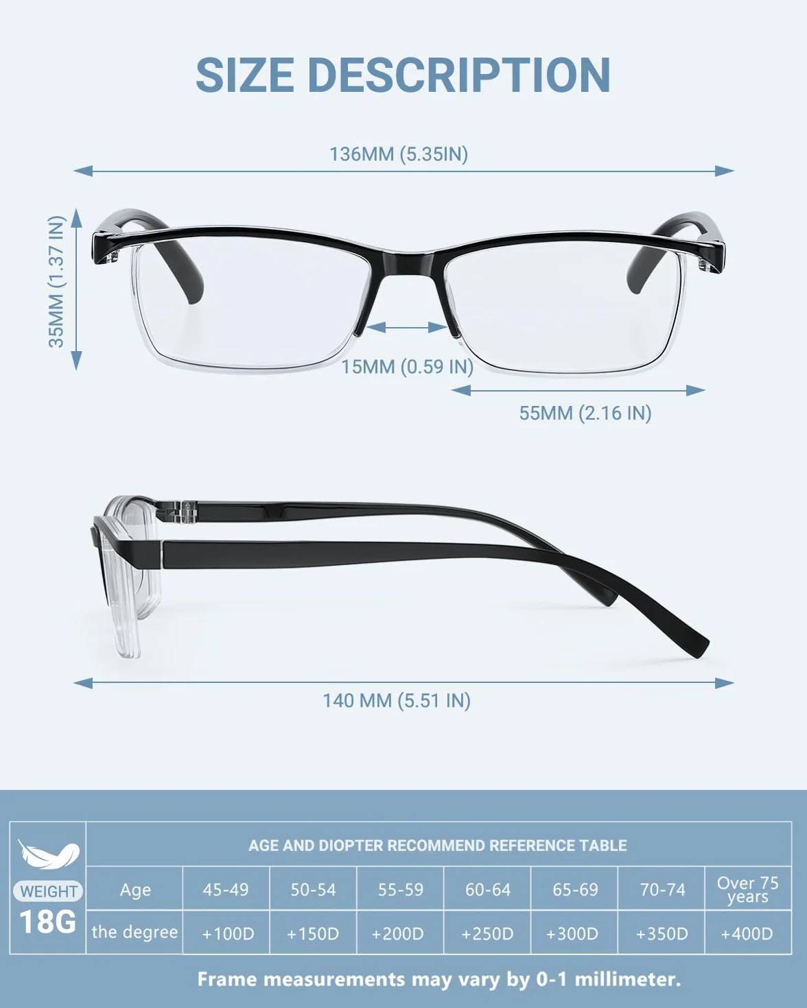 TERAISE Gafas de lectura anti luz azul ligeras para computadora teléfono con estuche