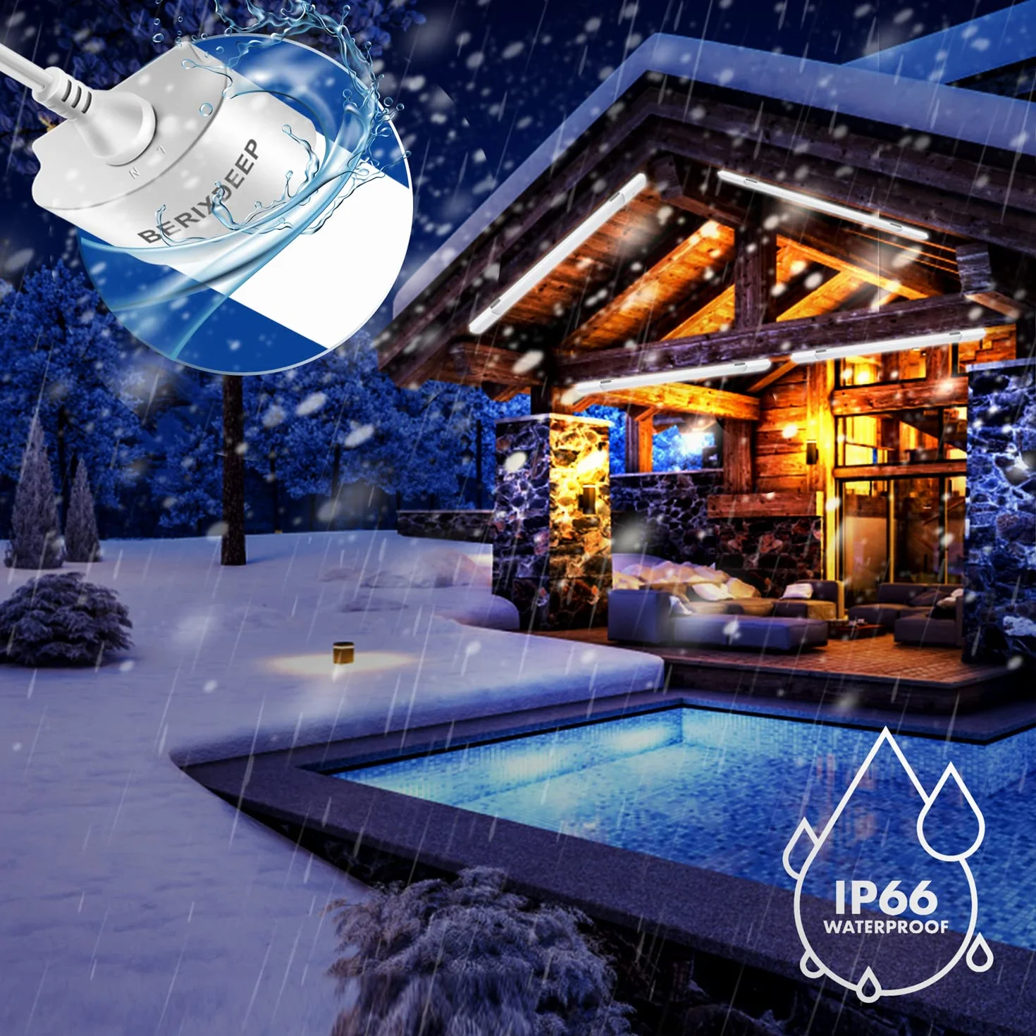 CCT Regleta LED Cocina Techo 60cm Ajuste Color 3000K-6500K Barra LED Exterior Impermeable IP65 18W