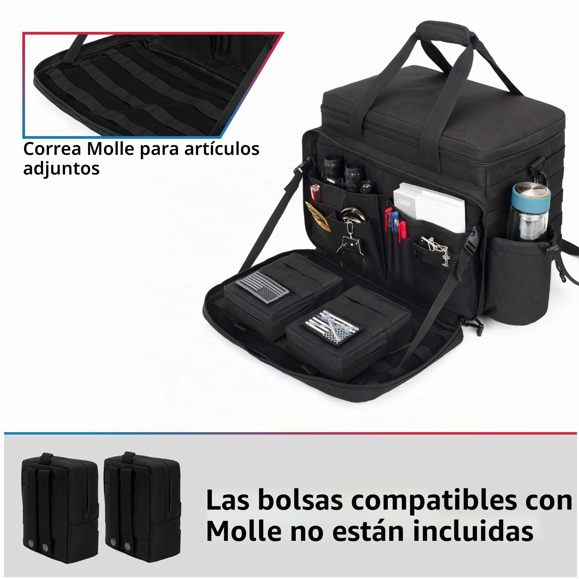Trunab Bolsa de Patrulla Policía Bolsa Militar MOLLE Bolsa Táctica Policía, Organizador de Coche para Asiento Delantero, Bolsa Viaje Hombro con Compartimento para Laptop de 15,6
