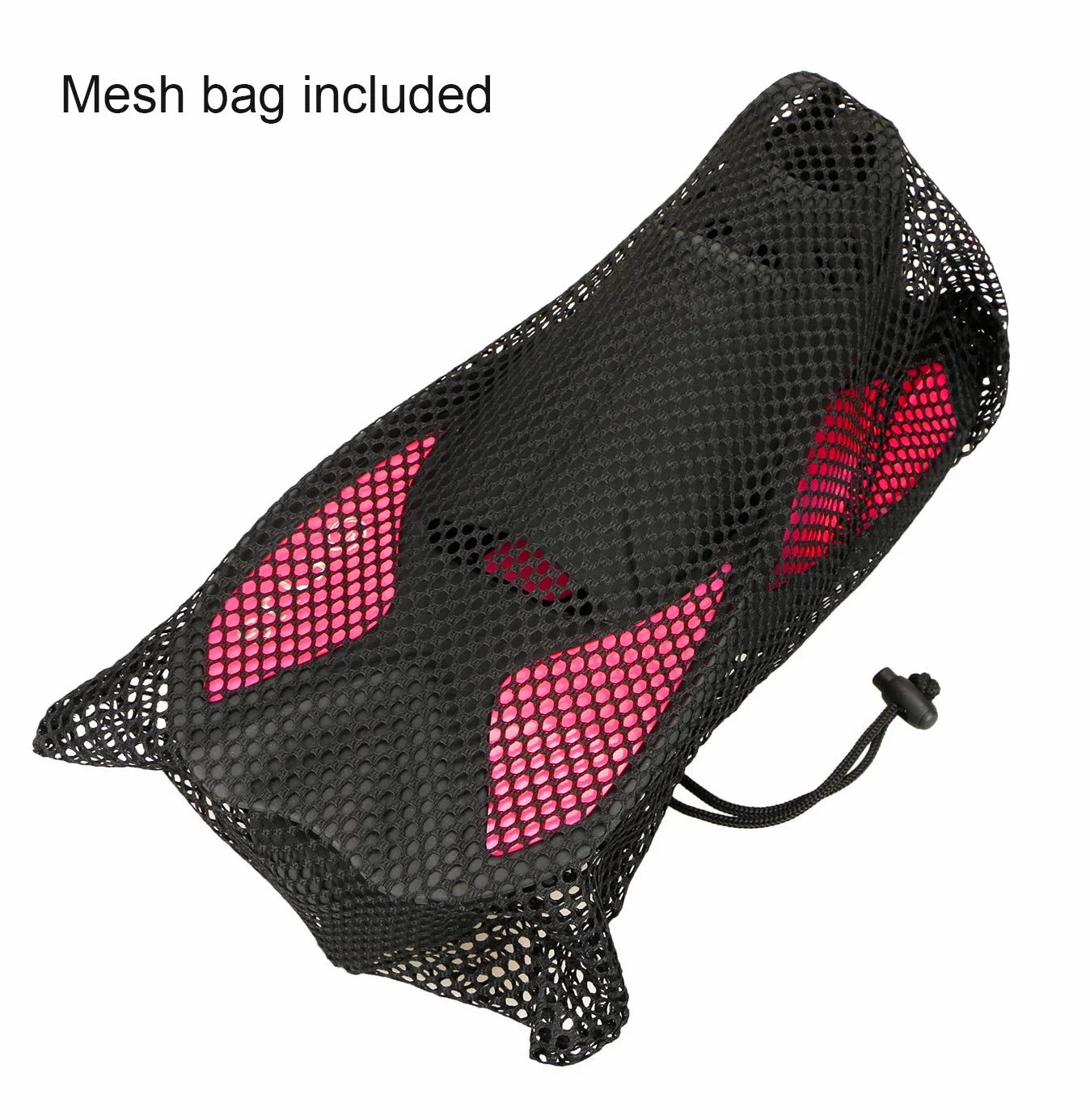 Aletas de natación cortas, tamaño de viaje, con bolsa de transporte de malla para adultos hombres y mujeres, S(MENS:5-6;WOMENS:6-7), Rojo rosa